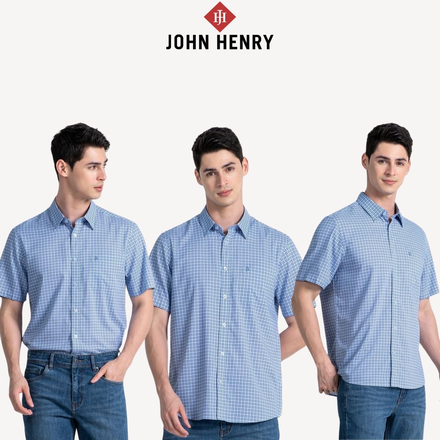 Áo Sơ Mi Nam Tay Ngắn John Henry Caro WS25SS01C-SDBB