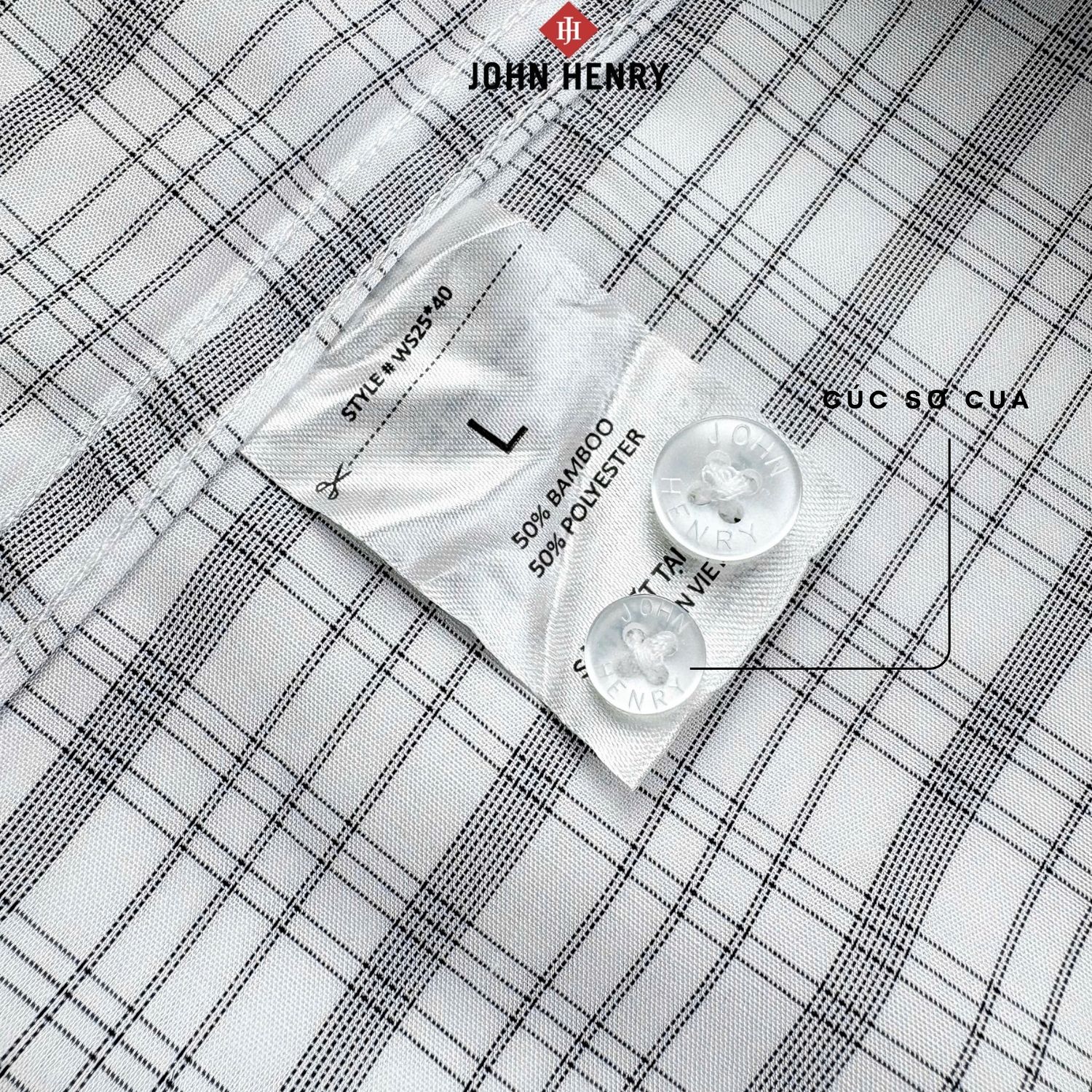 Áo Sơ Mi Nam Tay Ngắn John Henry Caro WS25SS40C-LDBB