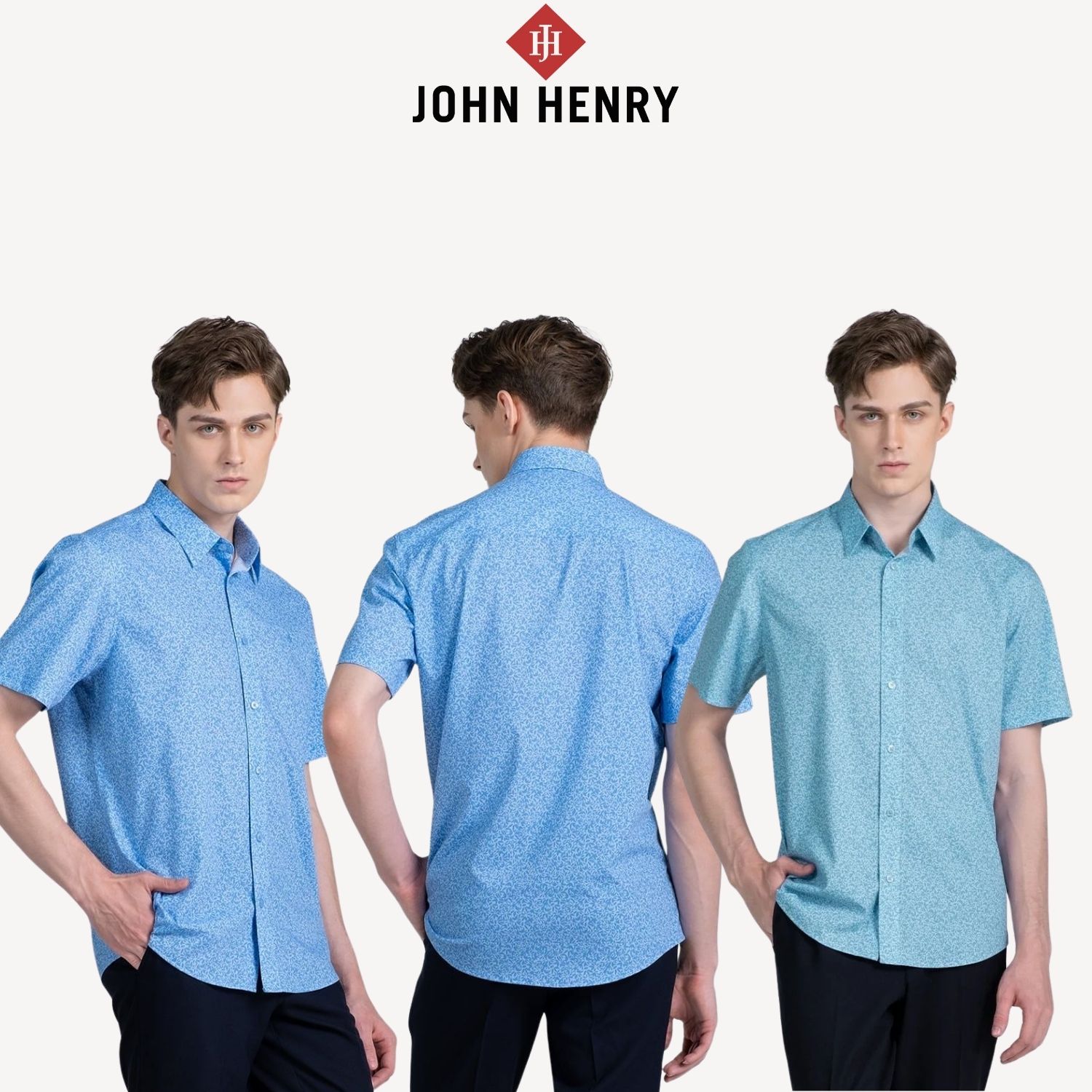 Áo Sơ Mi Ngắn Tay John Henry Form Ôm WS25SS19C-SDBB
