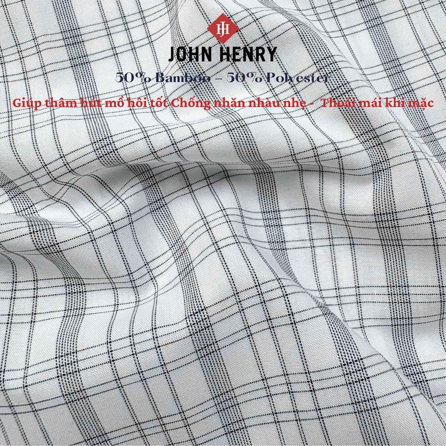 Áo Sơ Mi Nam Tay Ngắn John Henry Caro WS25SS40C-LDBB