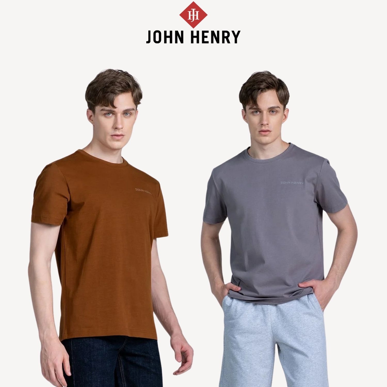 Áo Thun Nam John Henry tay ngắn, cổ tròn, chuẩn form TS25SS18P-RGUS
