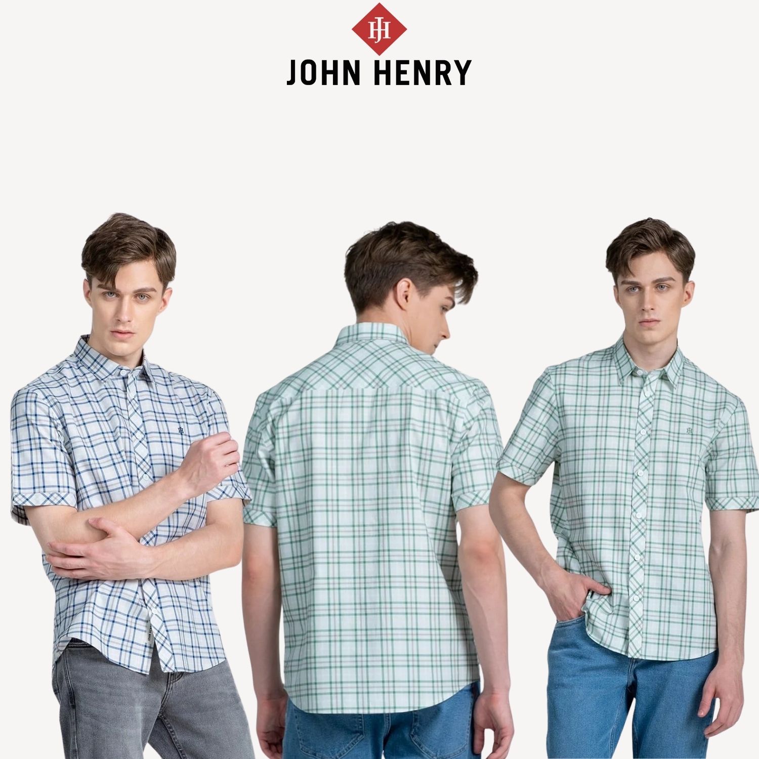 Áo Sơ Mi Nam Ngắn Tay John Henry Caro WS25SS08P-SC