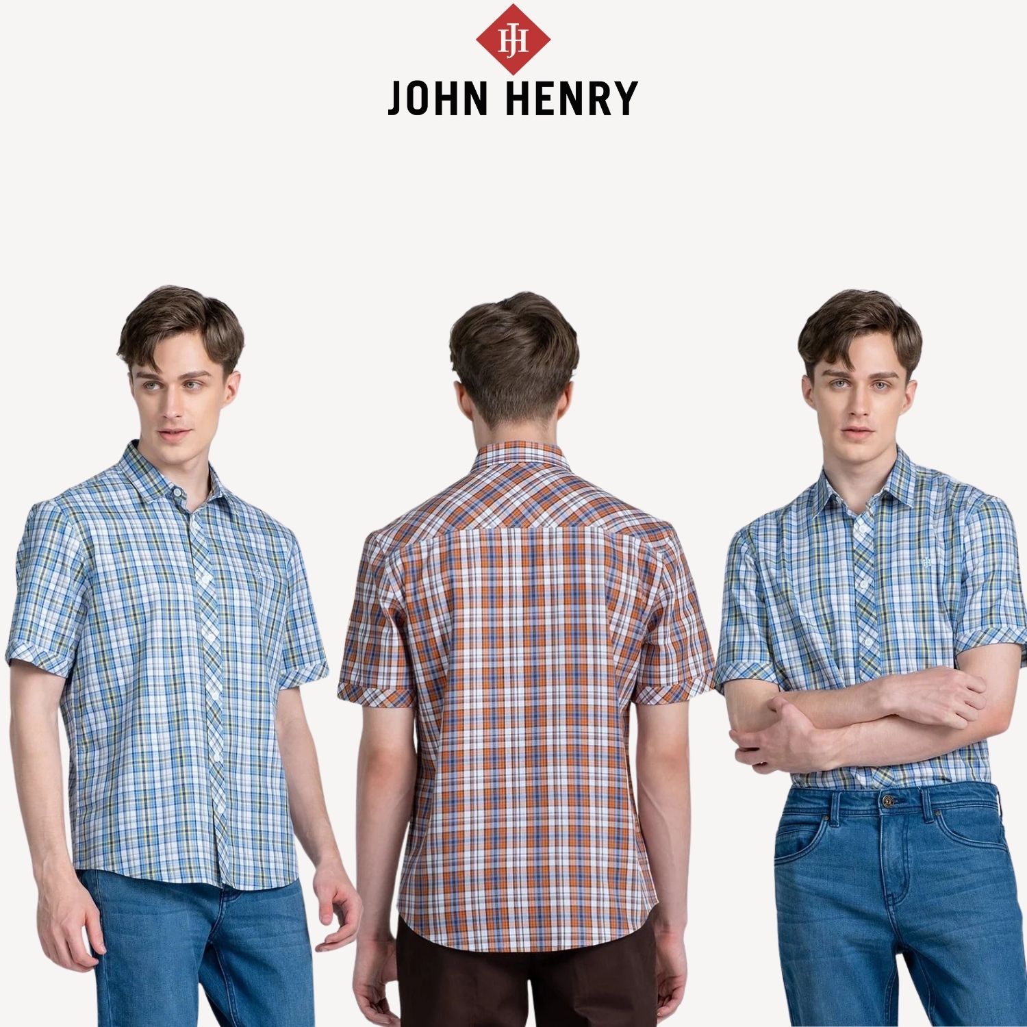 Áo Sơ Mi Nam Ngắn Tay John Henry Form Vừa WS25SS07P-SC