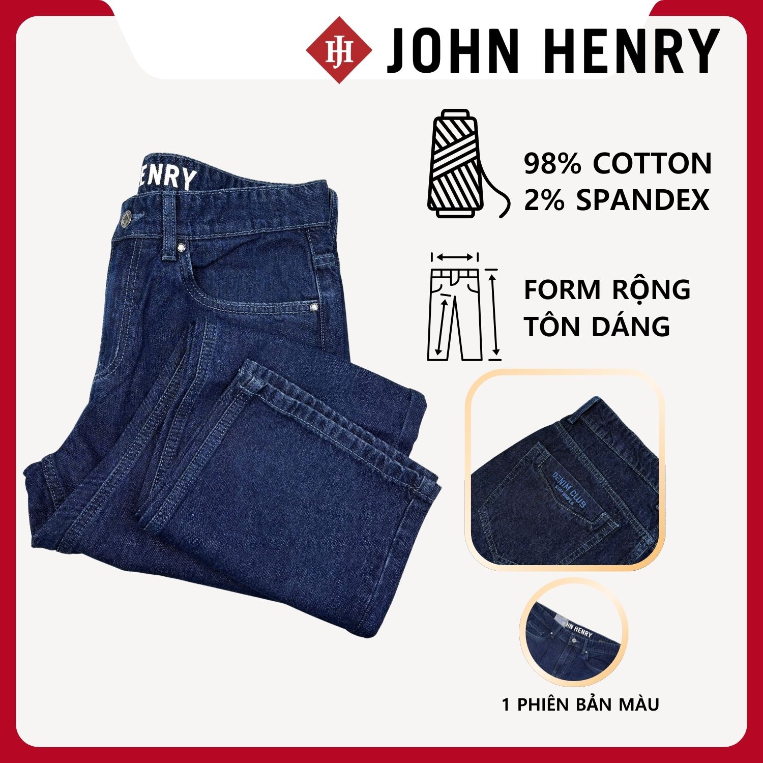 Quần Jean Dài Nam Form Rộng Trẻ trung, năng động JN26SS11M-CL - Classic.