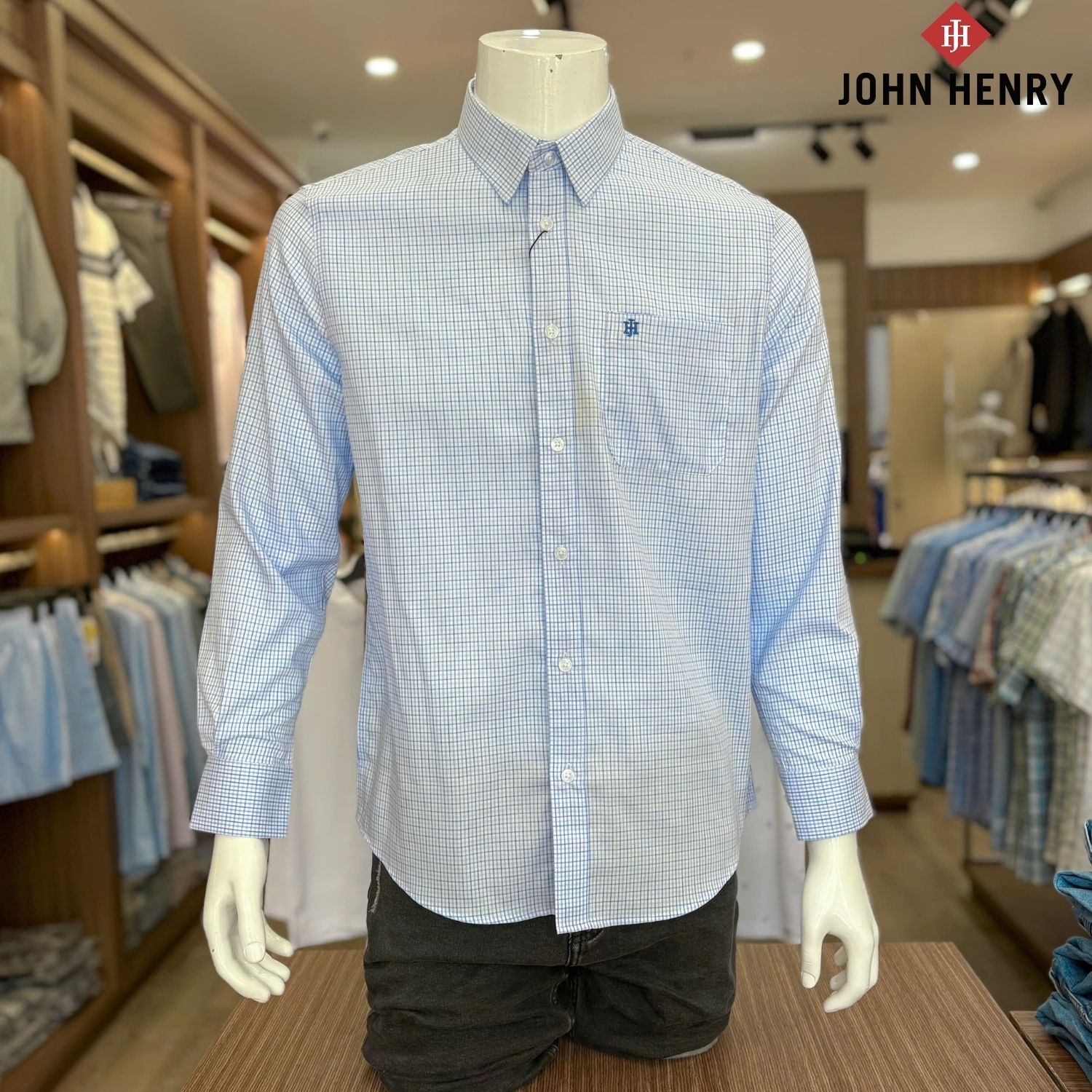 Áo Sơ Mi Nam Tay Ngắn John Henry Caro WS25SS61T-LD