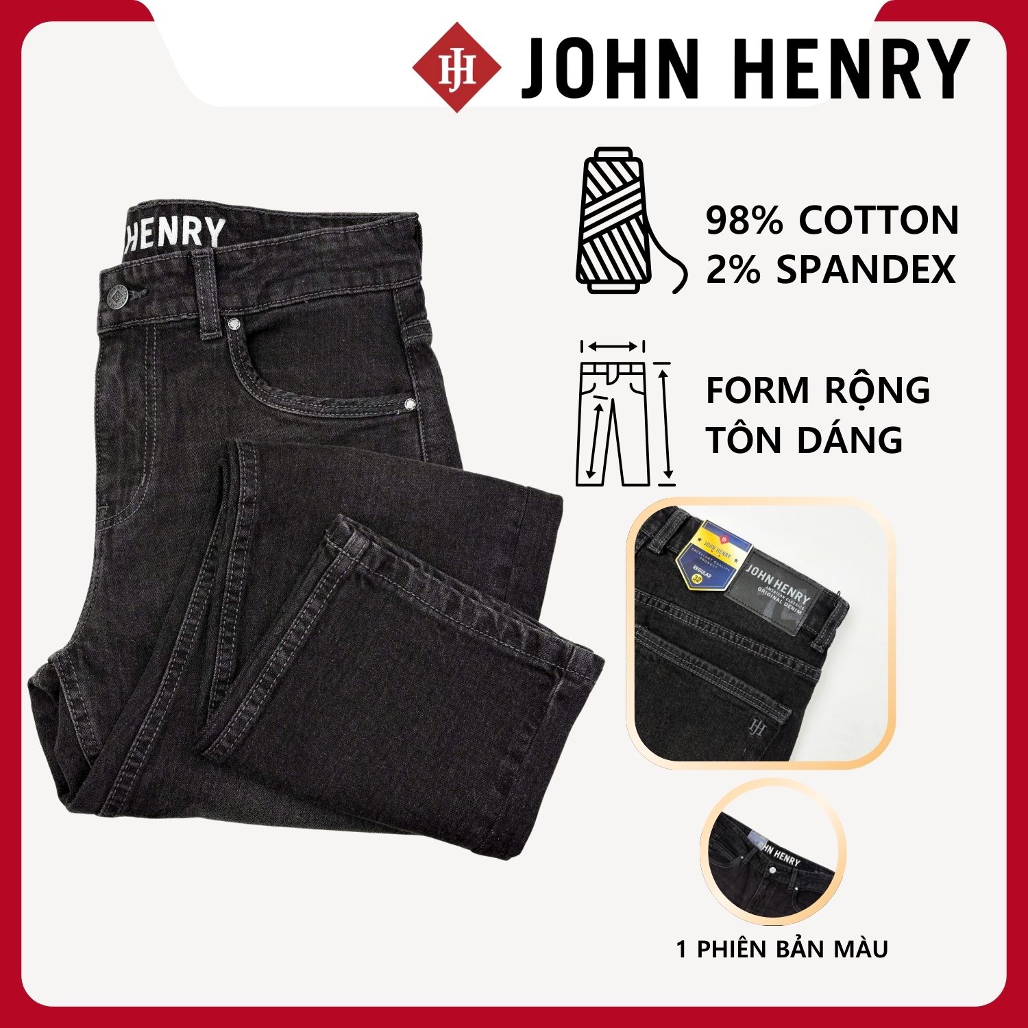 Quần Jeans Nam Form Vừa JN26SS25C-RG