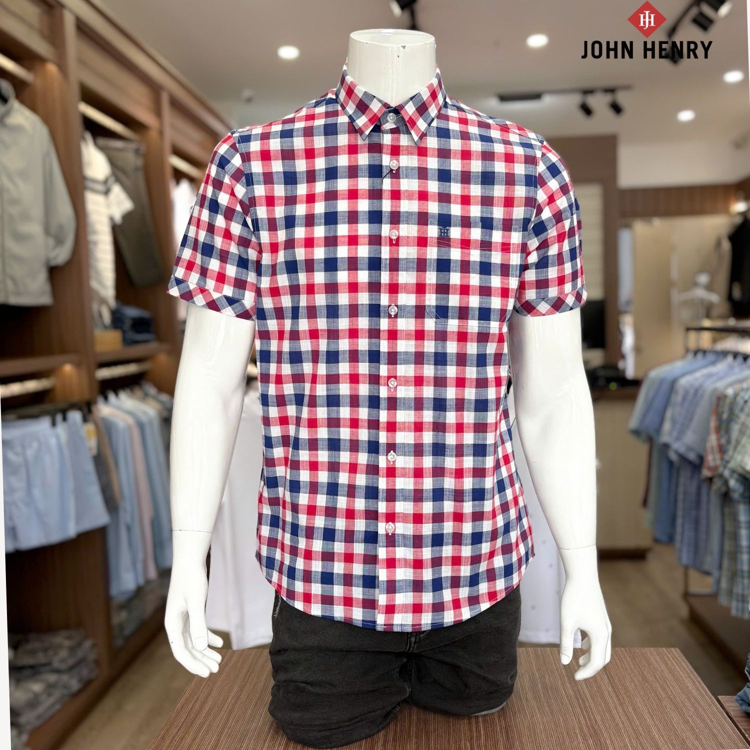Áo Sơ Mi Nam Ngắn Tay John Henry Form Ôm WS25SS53P-SC
