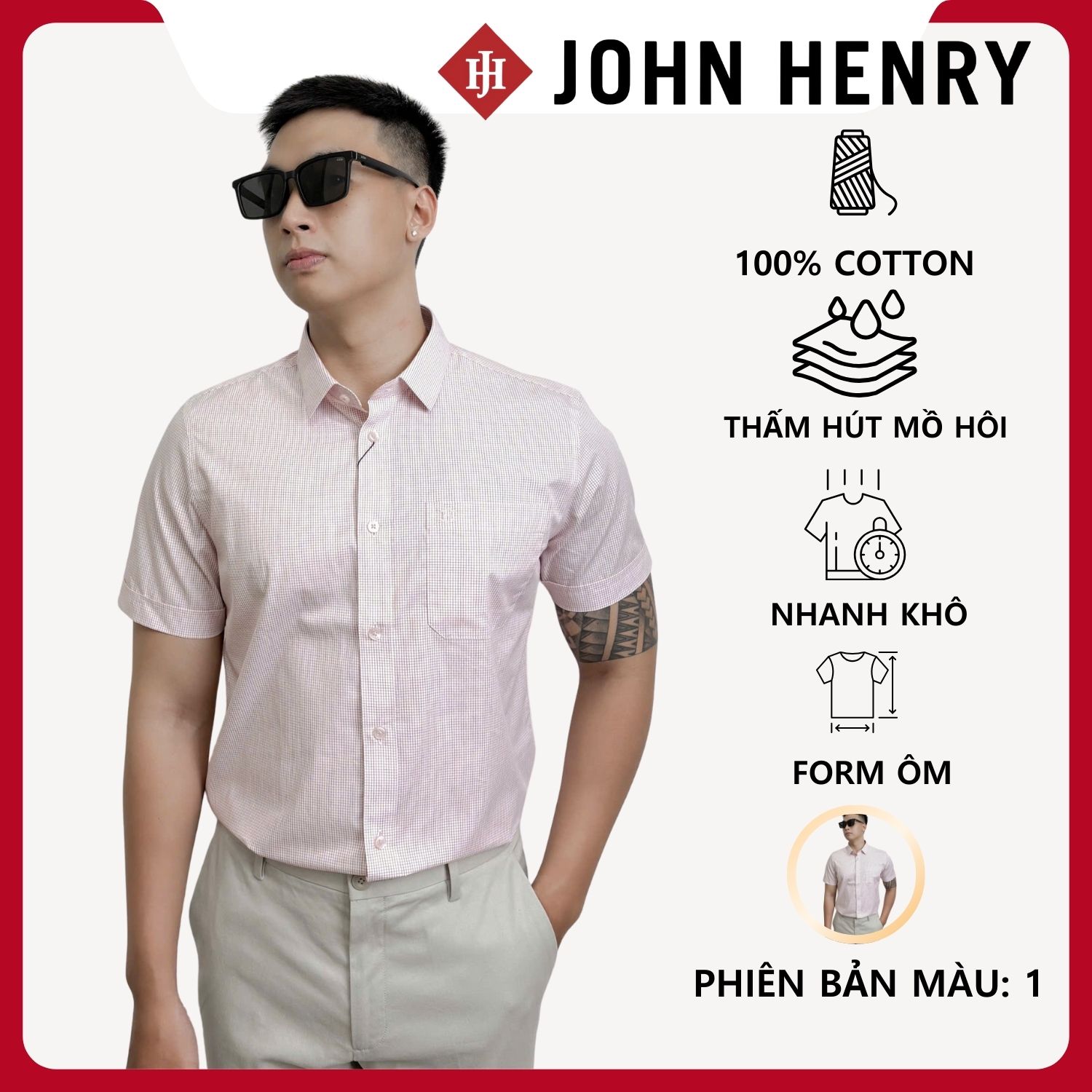 Áo Sơ Mi Nam Tay Ngắn họa tiết, lịch lãm, thời thượng WS25FH99T-SD