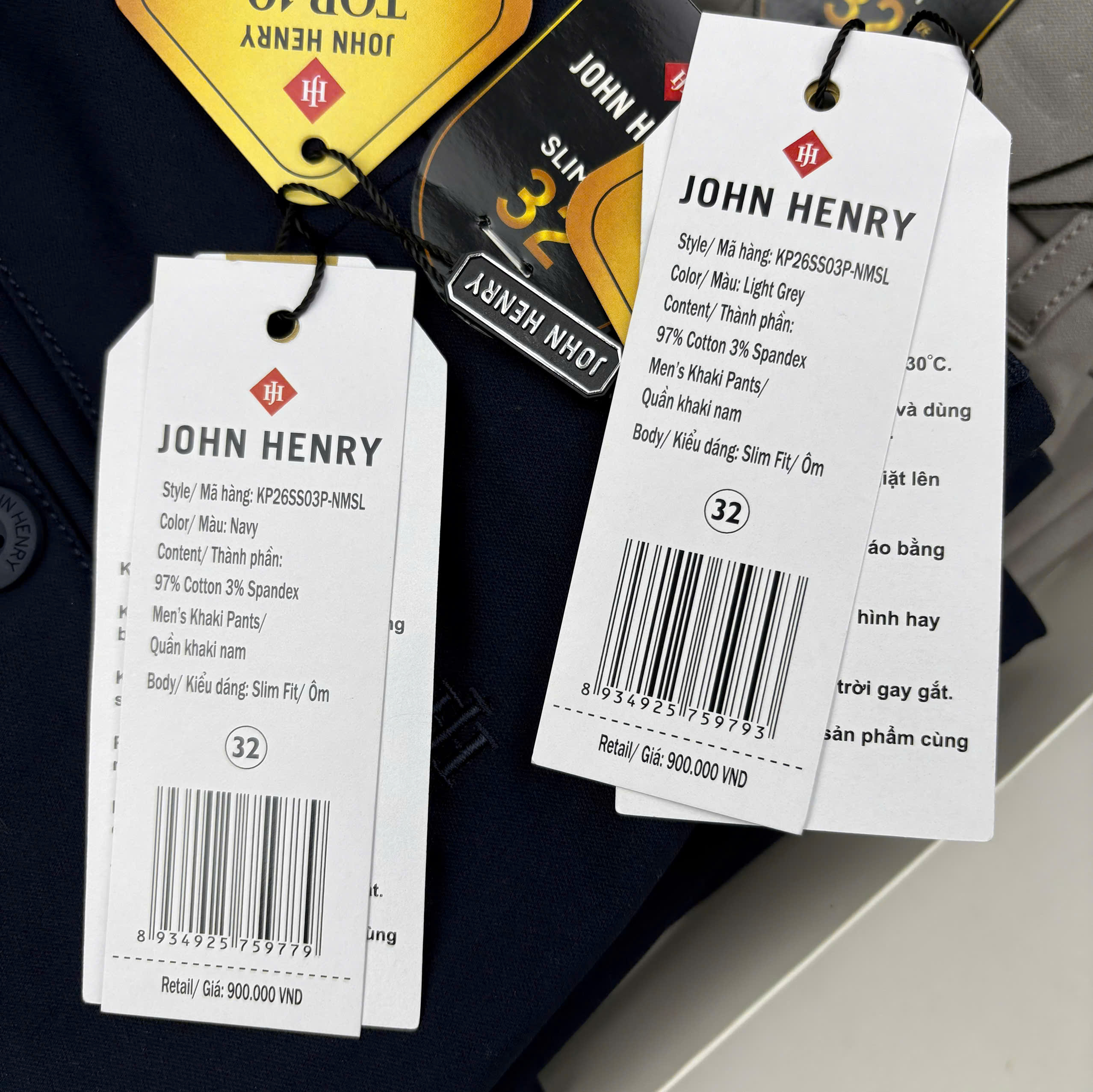 Quần Kaki Nam John Henry KP26SS03P-NMSL - Slim Fit - Form Ôm