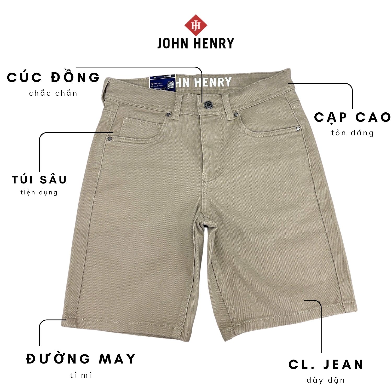 Quần Short jean Nam John Henry độ dài trên gối SP24FH12C-AKJN