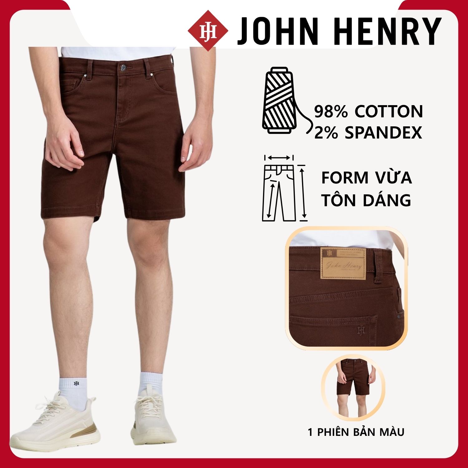 Quần Short Jean Nam John Henry Trẻ Trung Năng Động SP25FH33C-AKJN