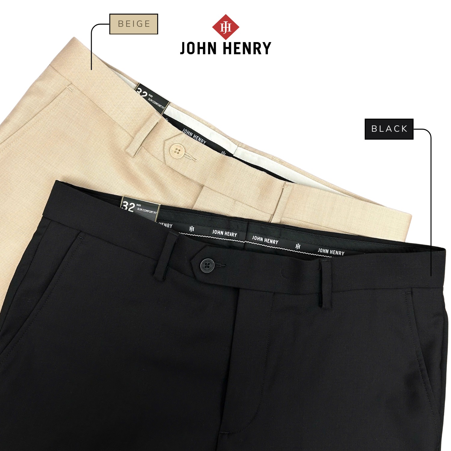 Quần Tây Nam John Henry DP25SS07P-NMSC- Slim Comfortfit - Form Ôm Vừa