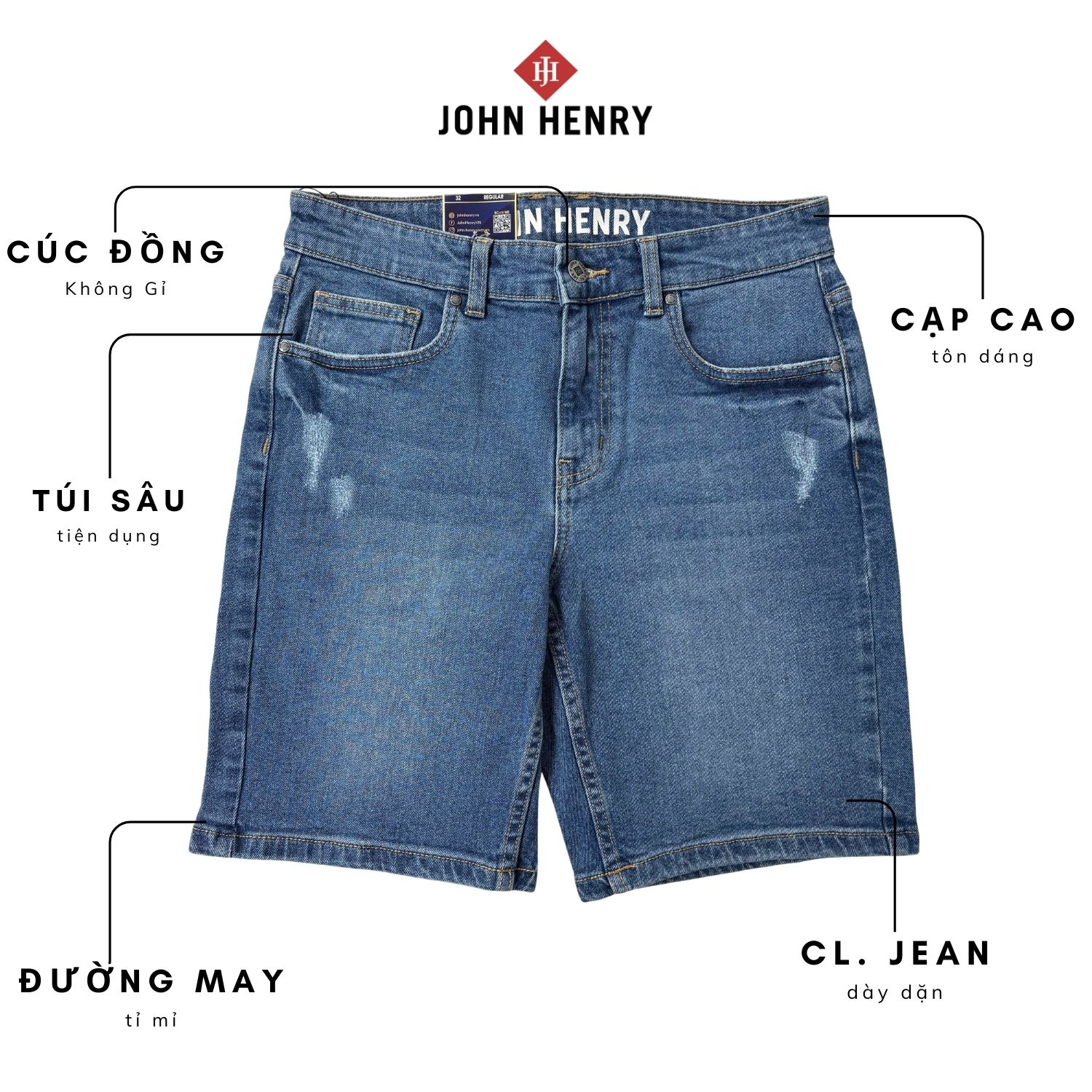 Quần Short Jean Nam John Henry Trẻ Trung Năng Động SP25SS17C-AKJN
