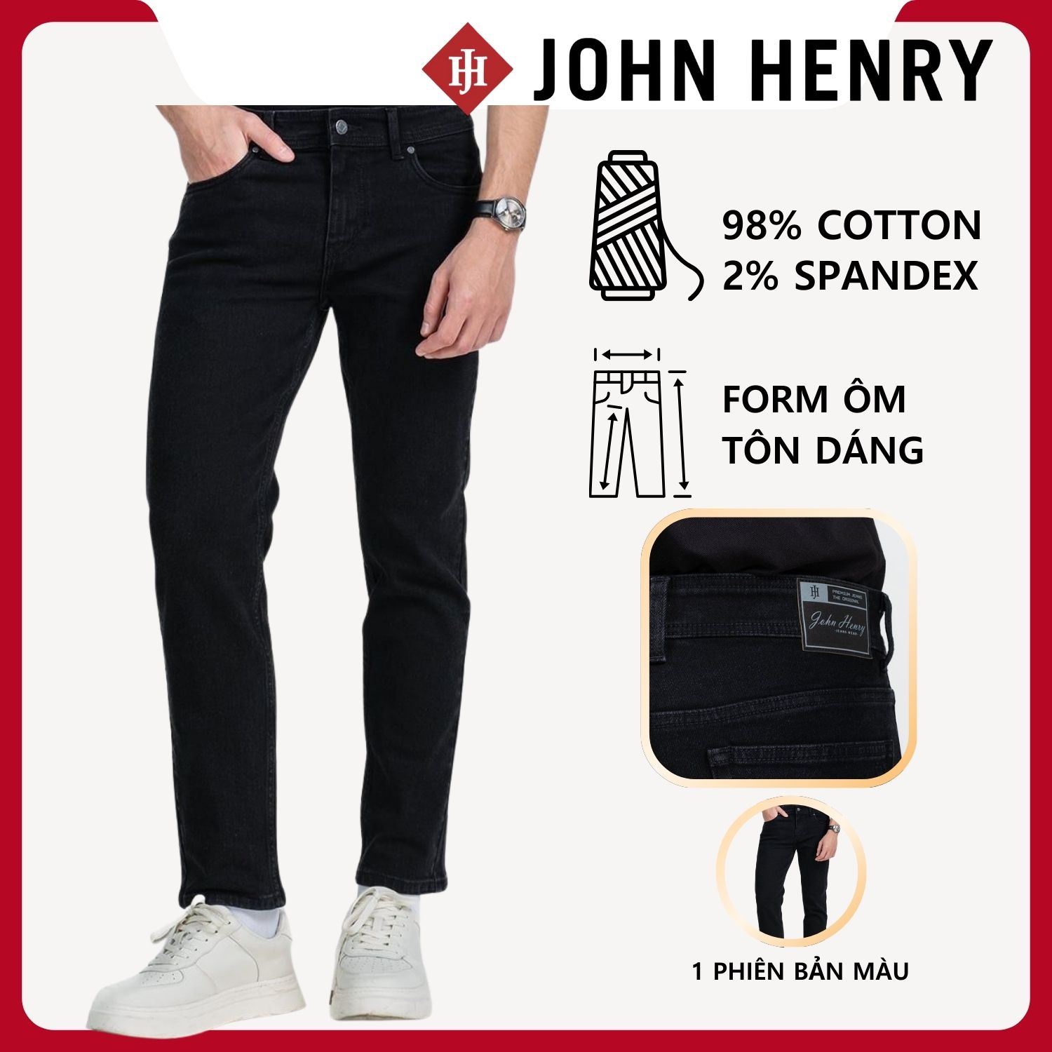 Quần Jeans Nam Form Ôm JN25FH50T-SL