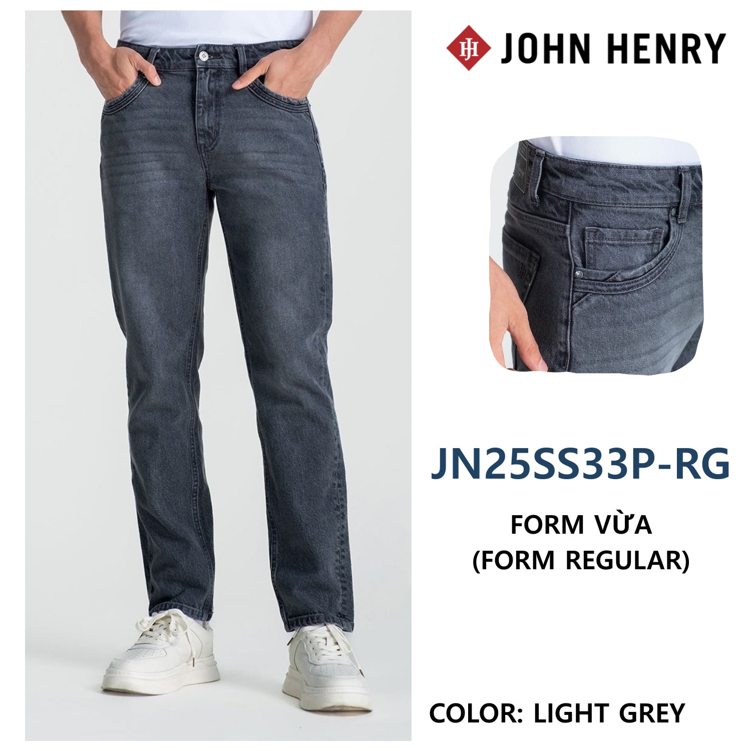 Quần Jeans Nam Form Vừa JN25SS33P-RG