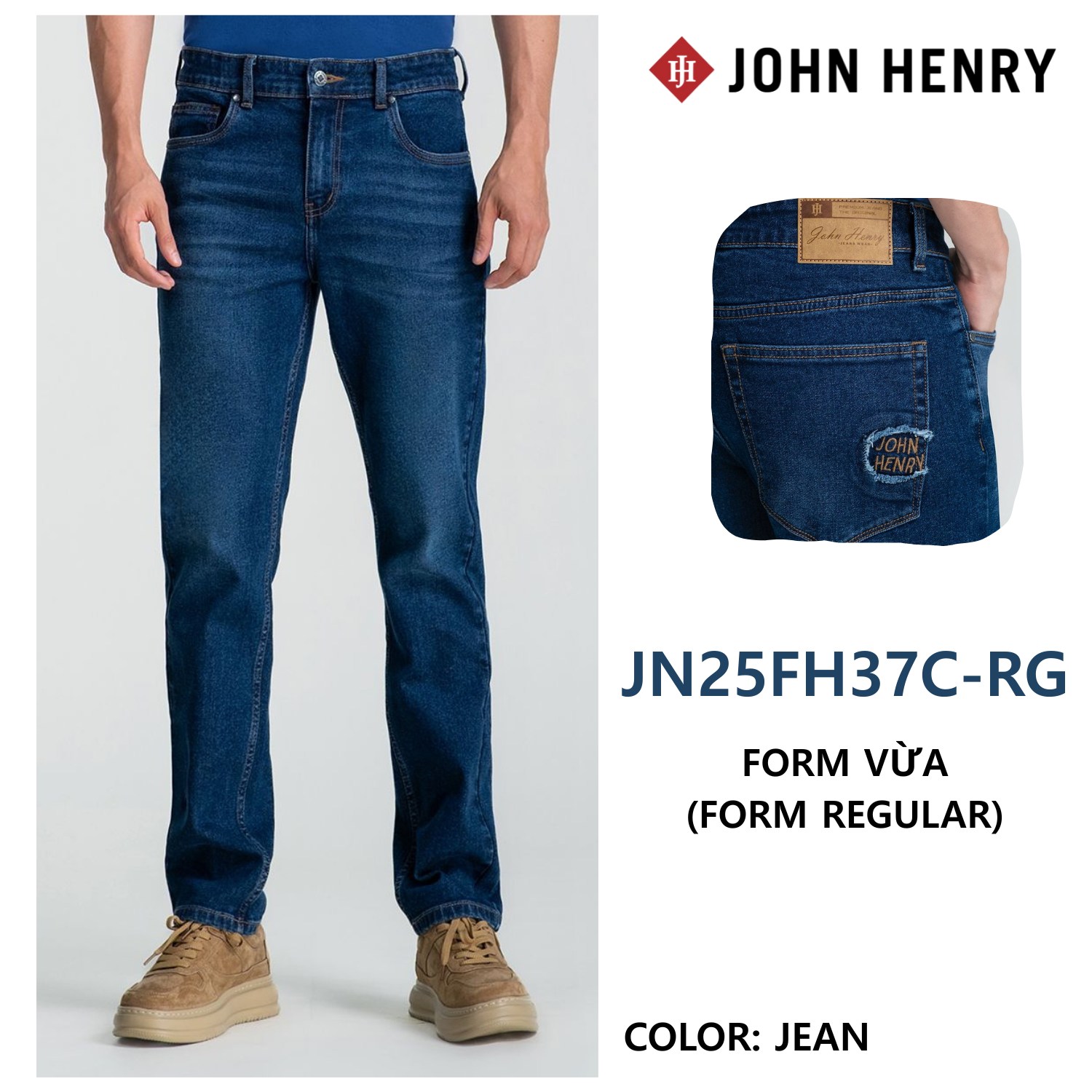 Quần Jean Dài Nam John Henry JN25FH37C-RG - Form Vừa - Regular