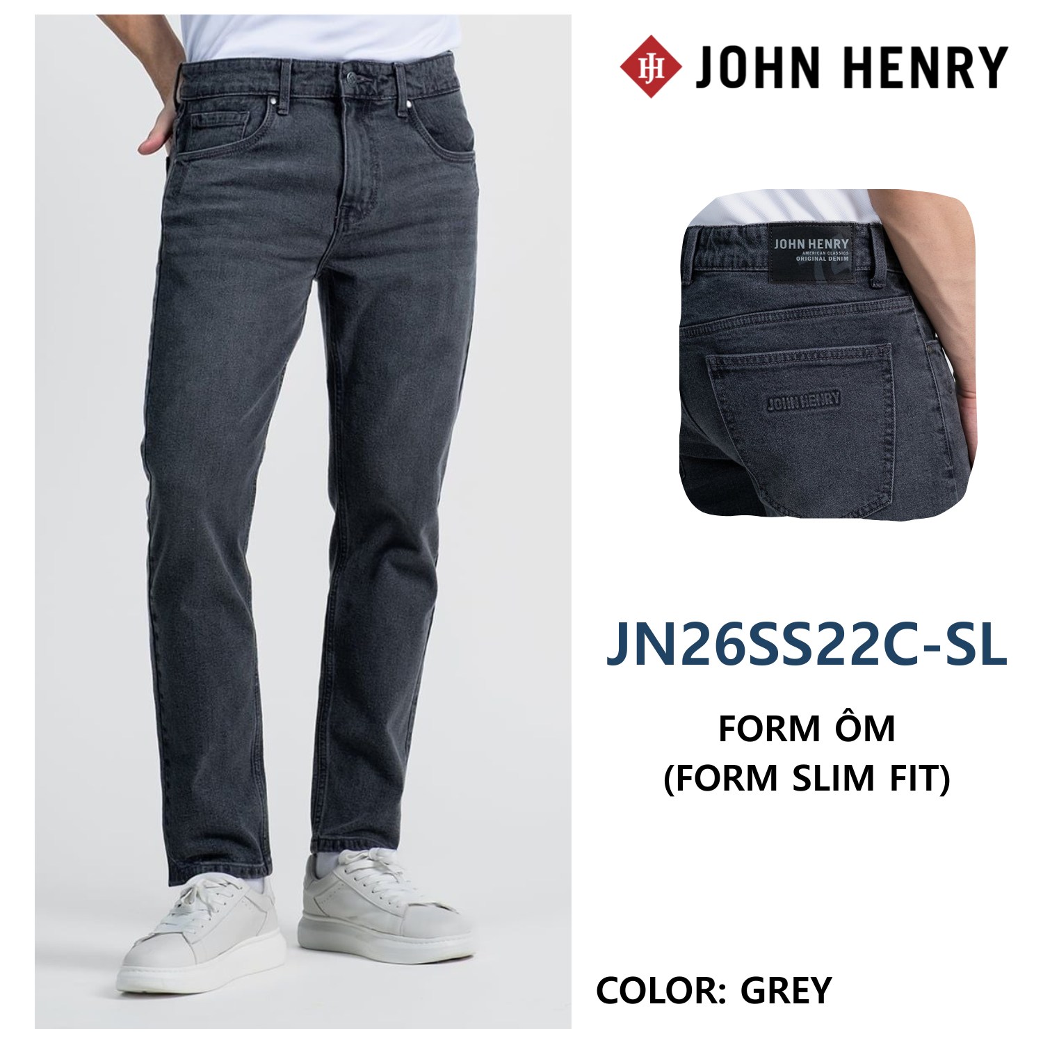 Quần Jeans Nam Form Ôm JN26SS22C-SL