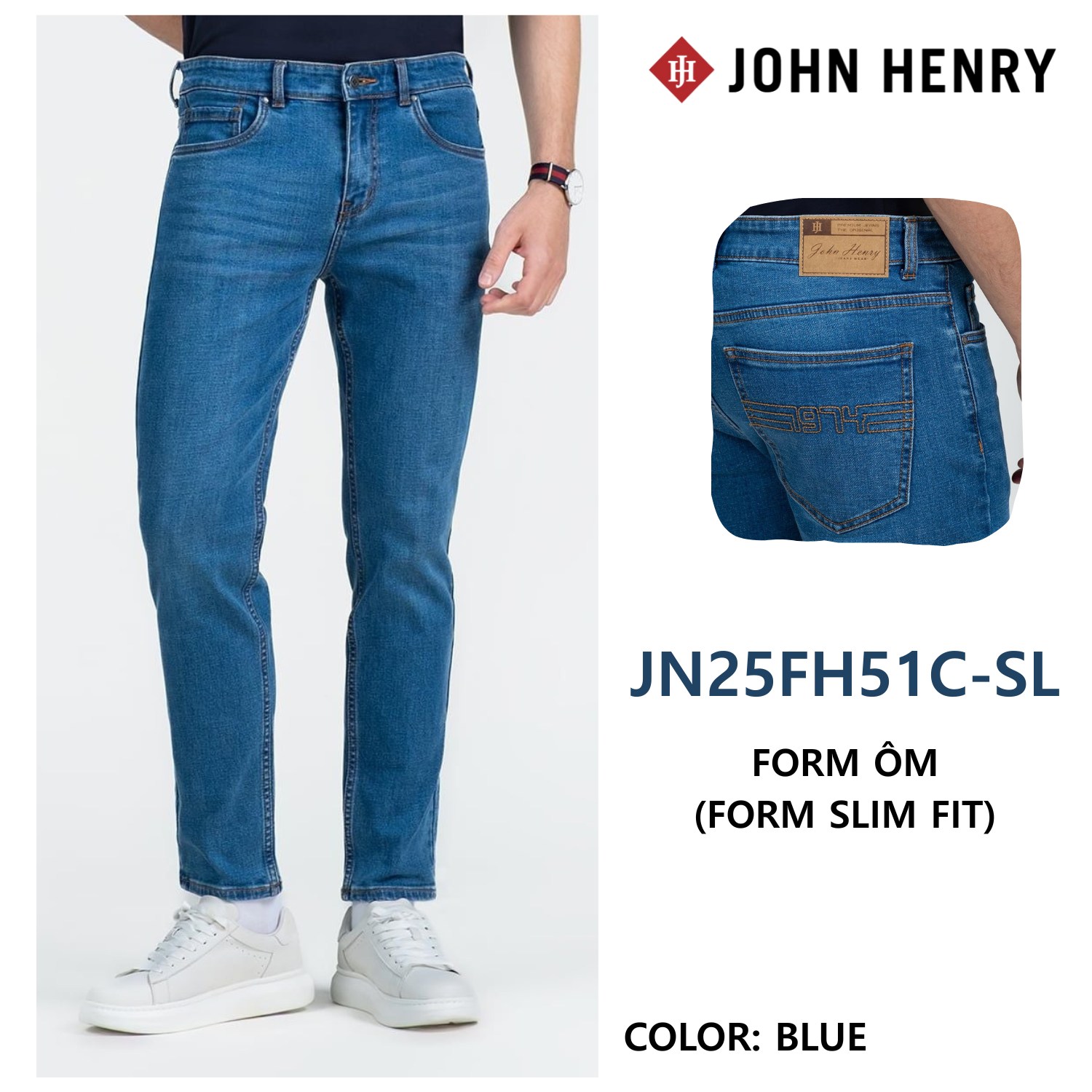 Quần Jeans Nam Form Ôm JN25FH51C-SL