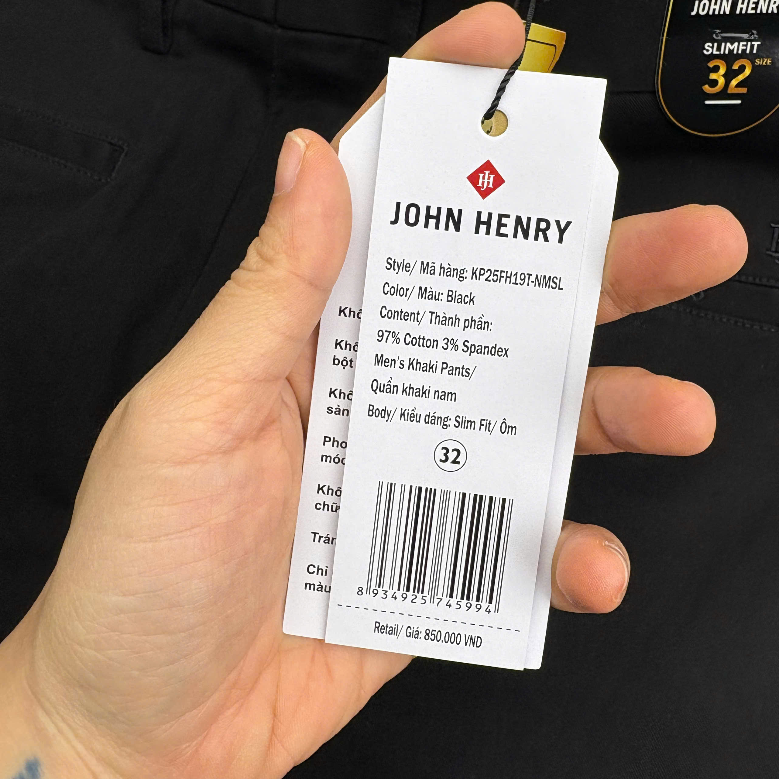 Quần Kaki Nam John Henry KP25FH19T-NMSL - Slim Fit - Form Ôm