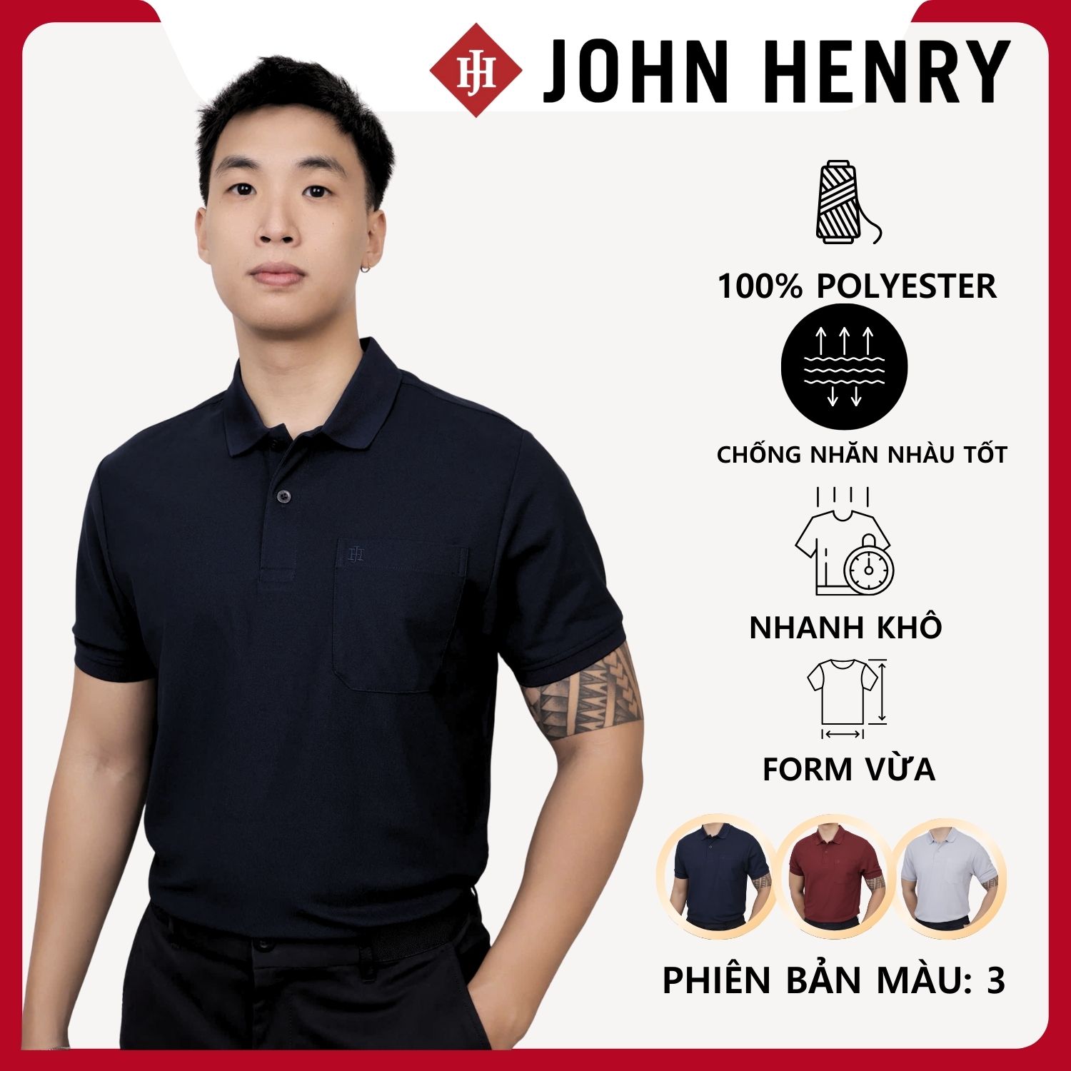 ÁO POLO NAM TAY NGẮN CHUẨN FORM, CÓ TÚI KS26SS04C-CLWK