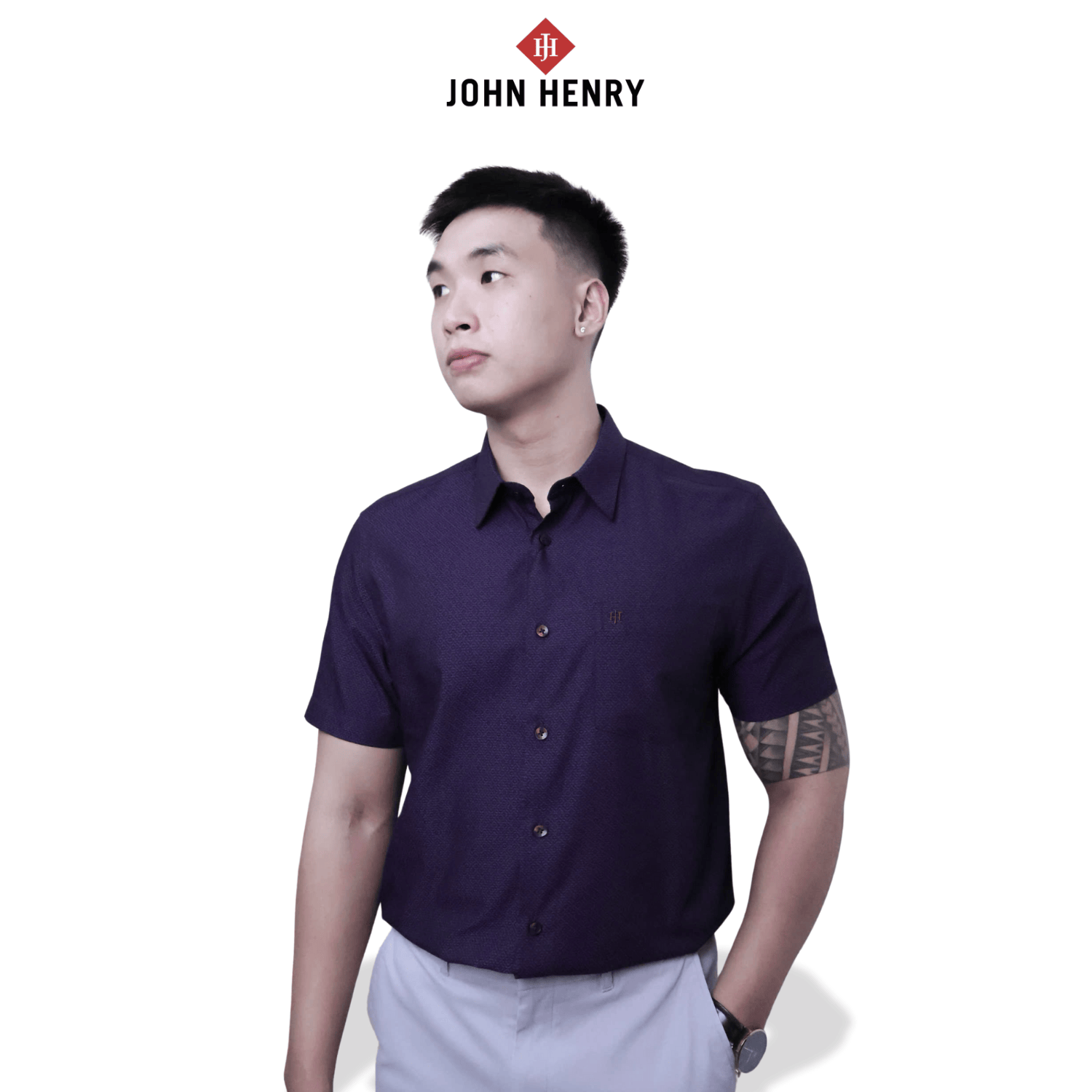 Áo Sơ Mi Nam Tay Ngắn Họa Tiết Form Ôm Vừa WS25FH58C-CFBB