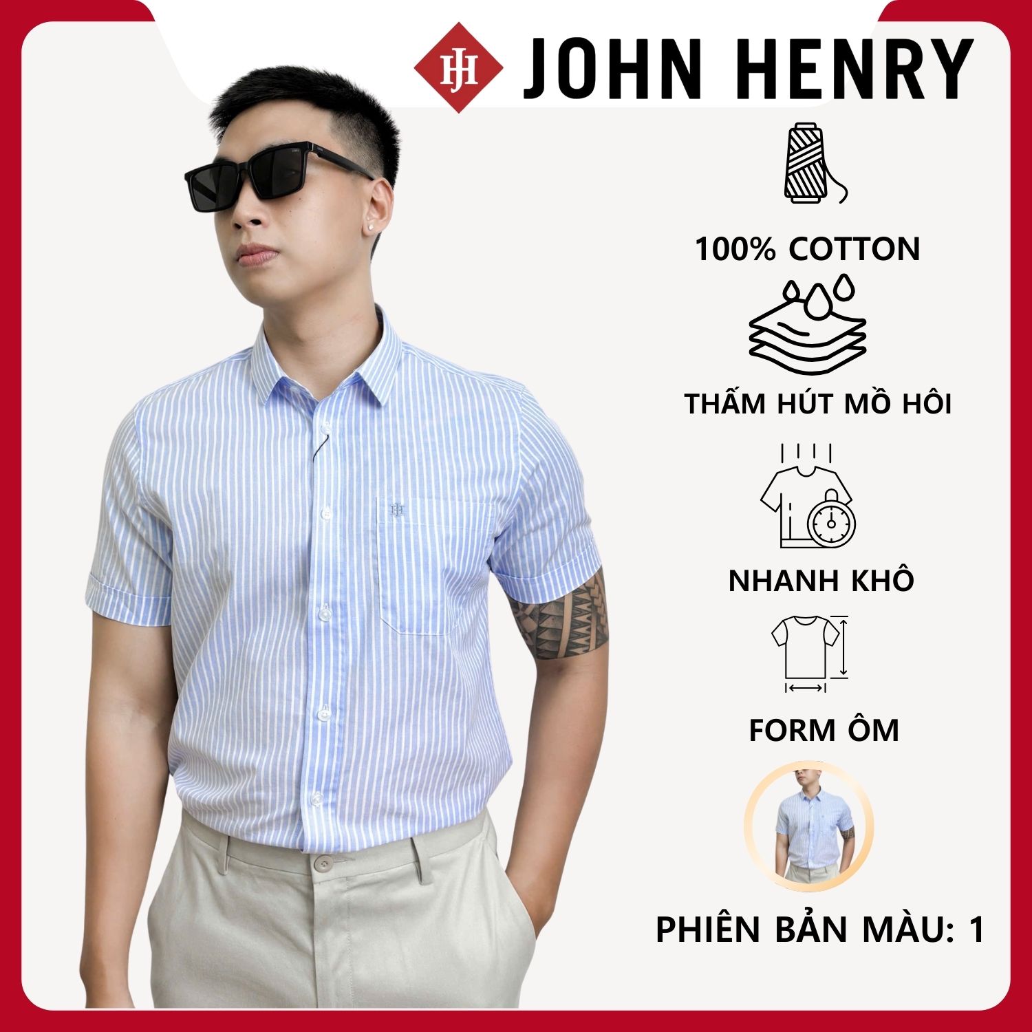 Áo Sơ Mi Nam Tay Ngắn họa tiết, lịch lãm, thời thượng WS25FH100T-SD