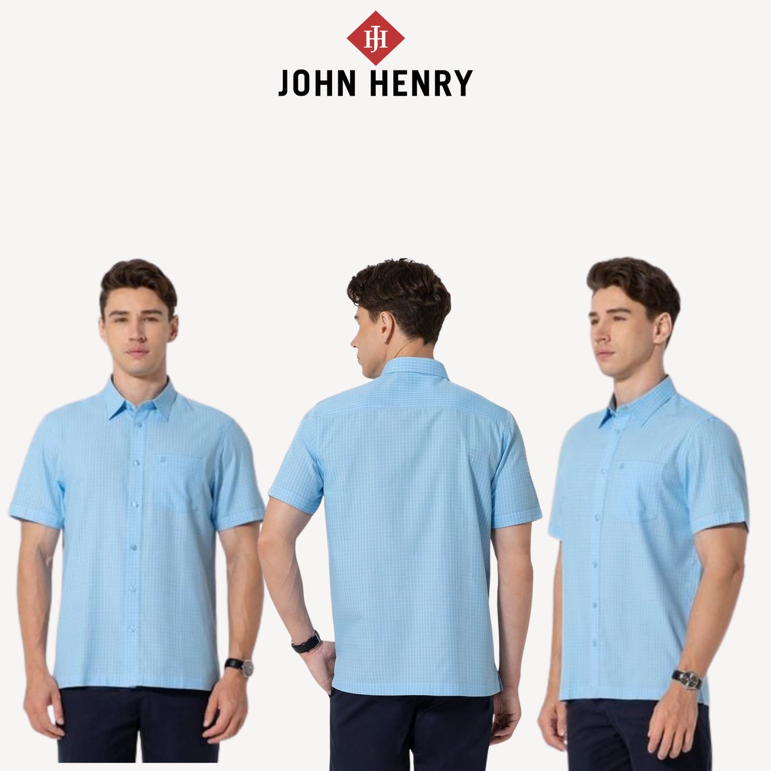 Áo Sơ Mi Nam Tay Ngắn Caro, lịch lãm, thời thượng WS25FH66C-CFBB