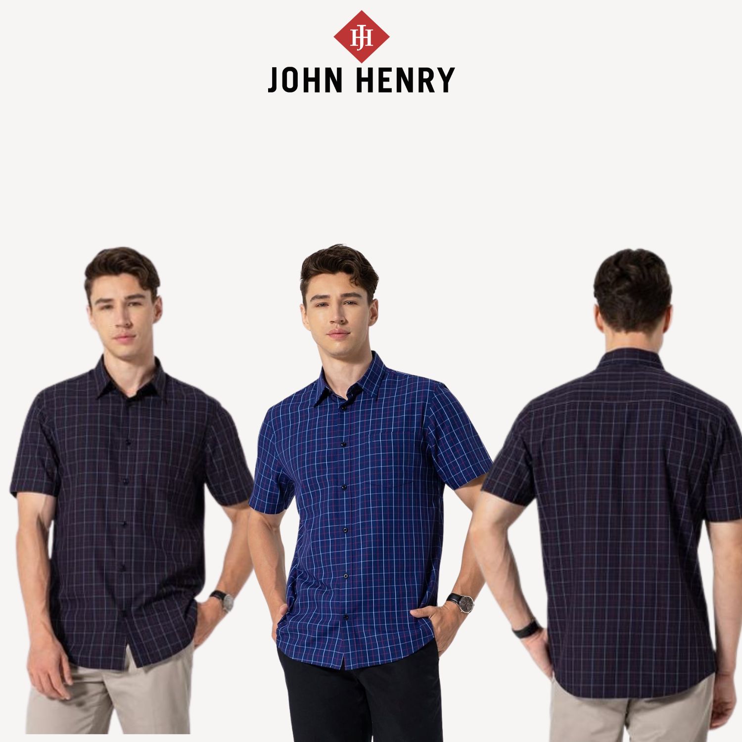 Áo Sơ Mi Nam Tay Ngắn Caro lịch lãm, thời thượng WS25FH68C-SDBB