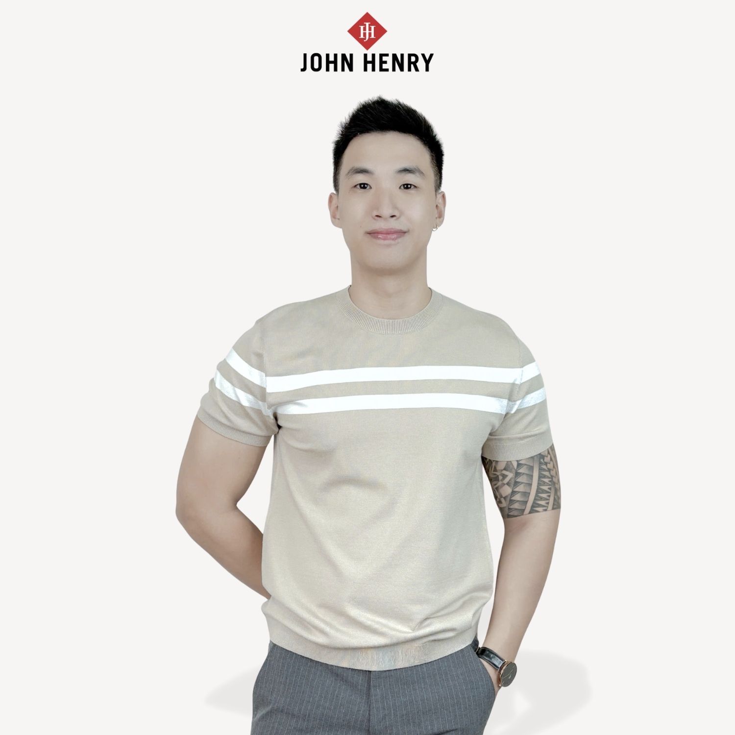 Áo Len Nam Cổ Tròn Tay Ngắn SW25FH02M-SA