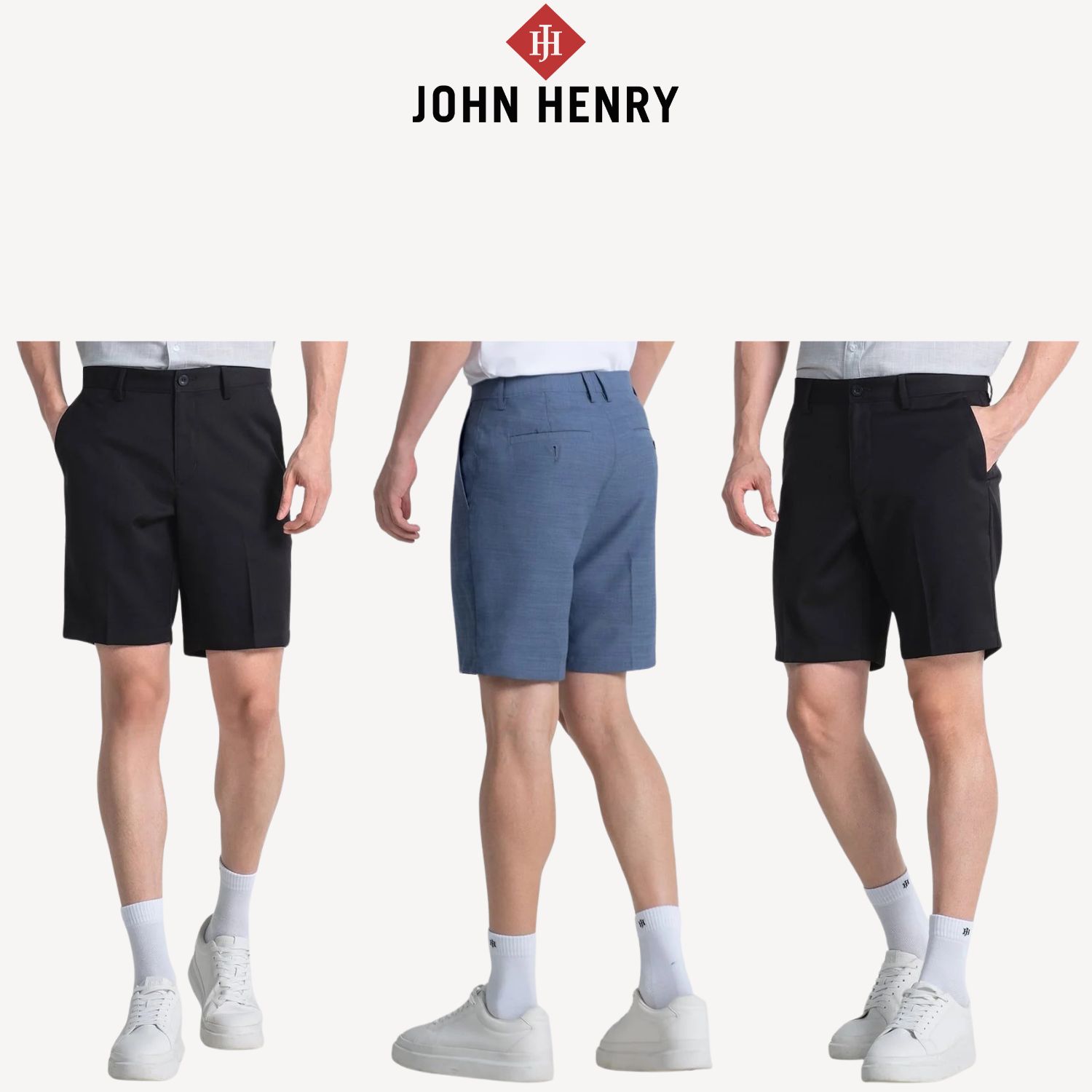 Quần Short Nam John Henry thõa mái độ dài trên gối SP25SS12P-AK