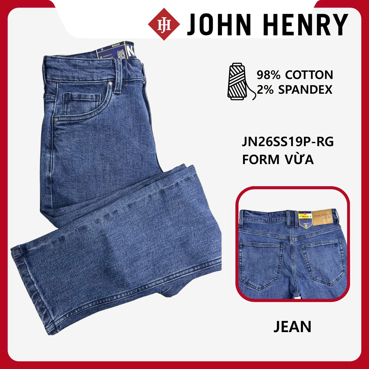 Quần Jeans Nam Form Vừa JN26SS19P-RG