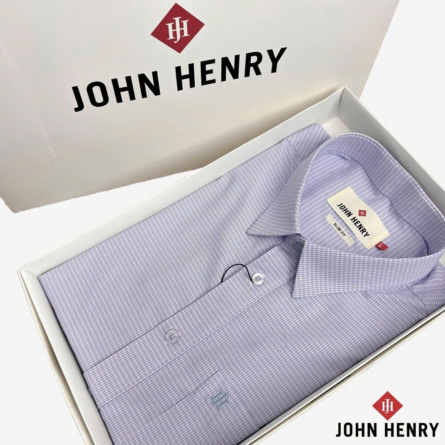 Áo Sơ Mi Nam Tay Ngắn John Henry, họa tiết WS25SS45T-SDBB