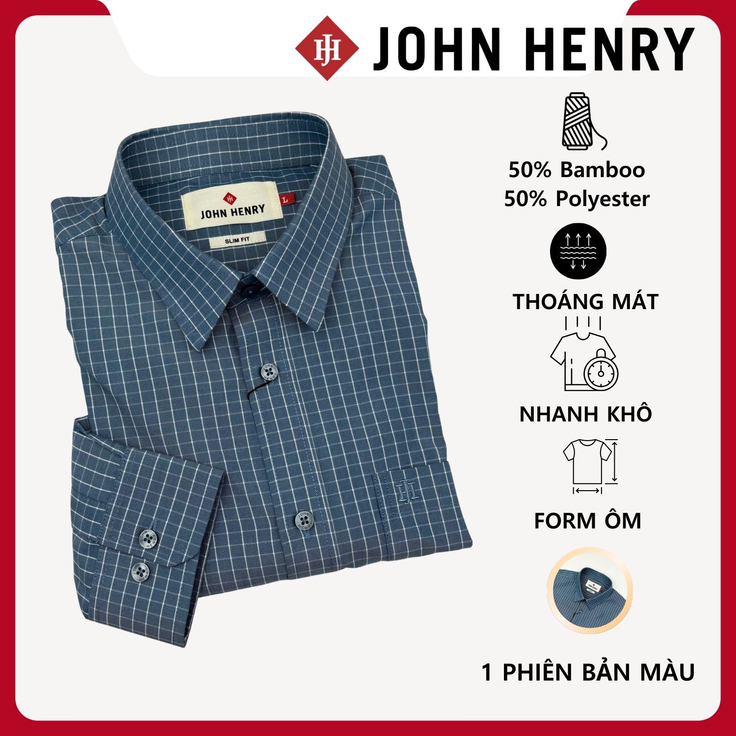 Áo Sơ Mi Nam Tay Dài John Henry Caro WS25FH89T-LDBB