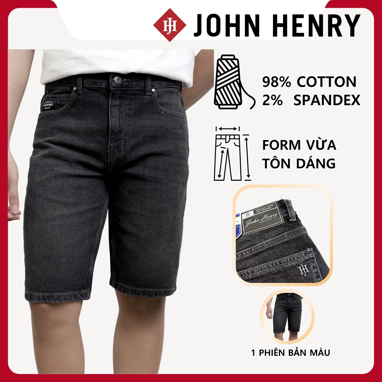Quần Short Jean Nam John Henry Trẻ Trung Năng Động SP25FH29C-JN