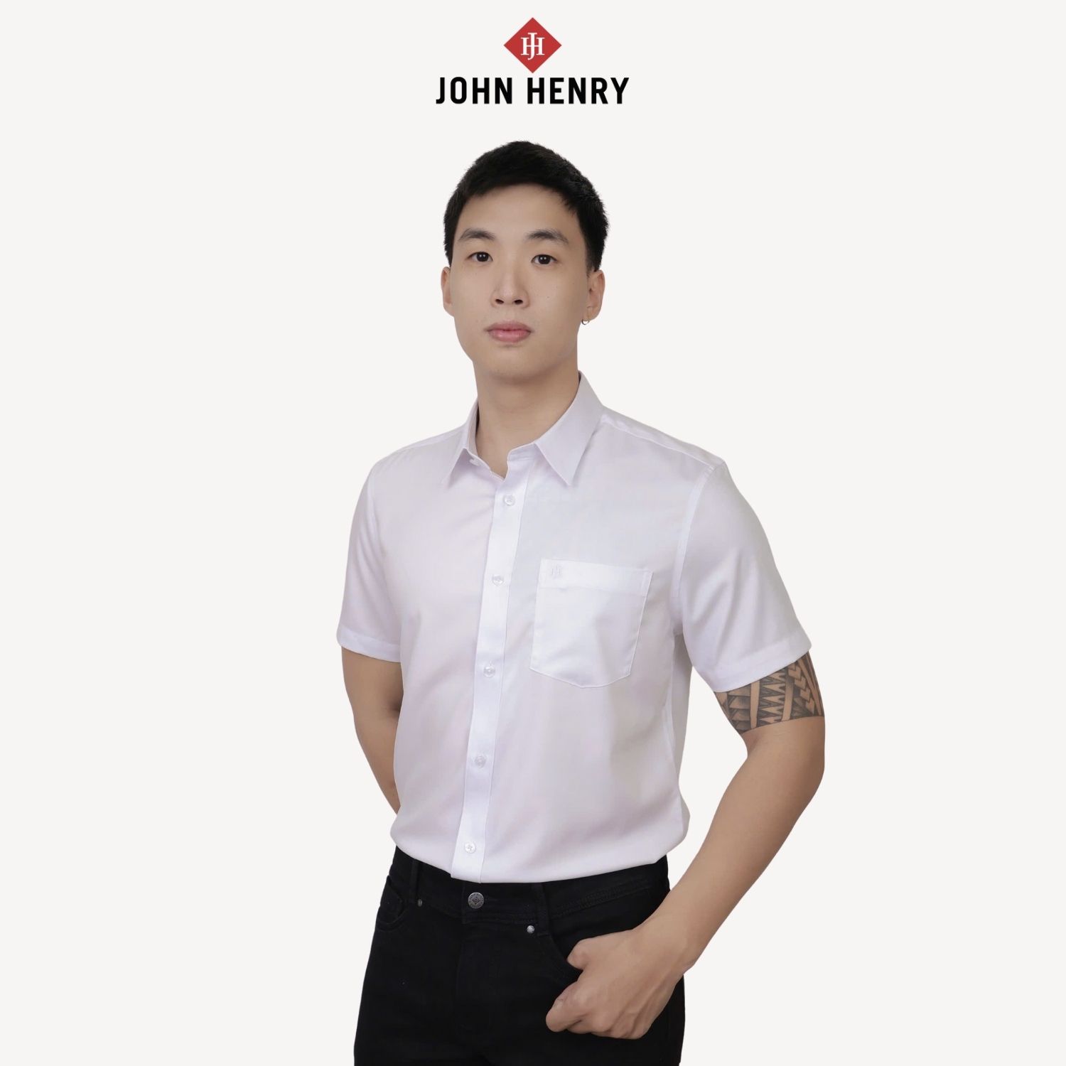 Áo Sơ Mi Nam Tay Ngắn John Henry lịch lãm, thời thượng WS25FH76P-SD