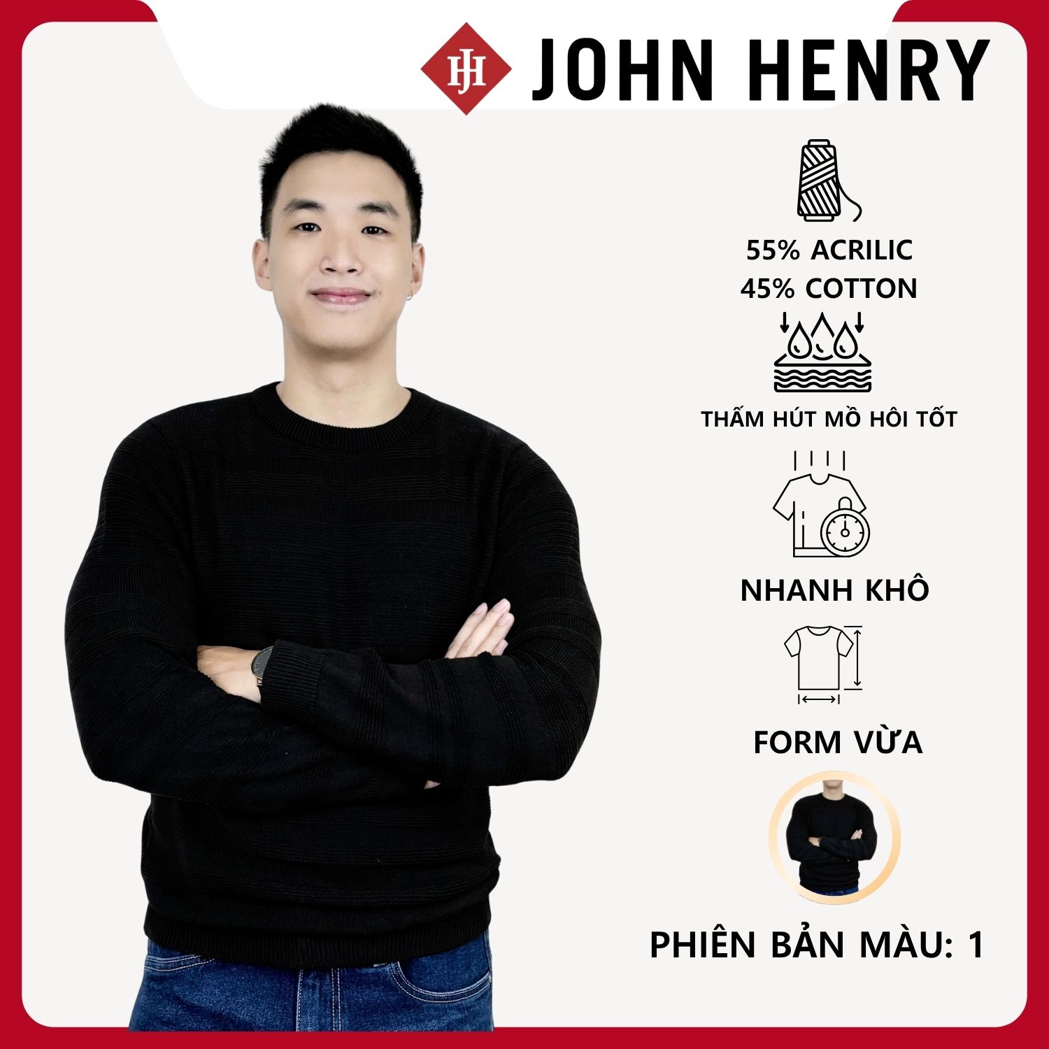 Áo Len Nam Cổ Tròn Tay Ngắn SW25FH08P-LB