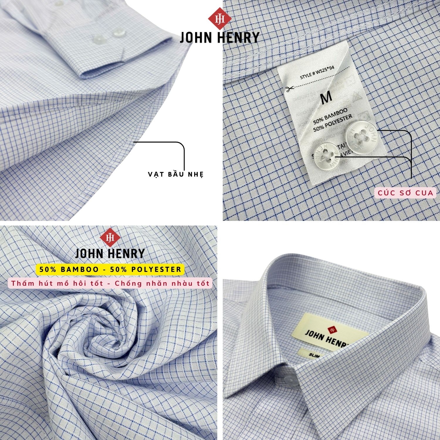Áo Sơ Mi Nam Tay Dài John Henry Caro WS25FH94P-LDBB.