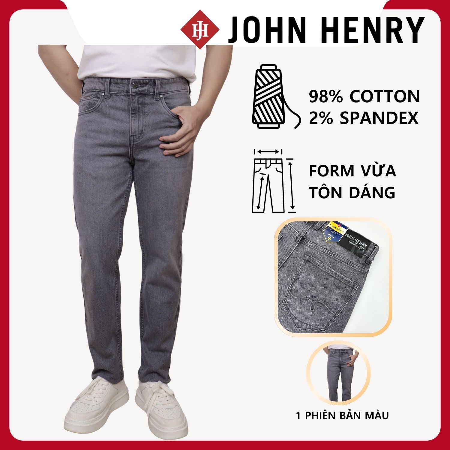 Quần Jeans Nam Form Vừa JN26SS24T-RG