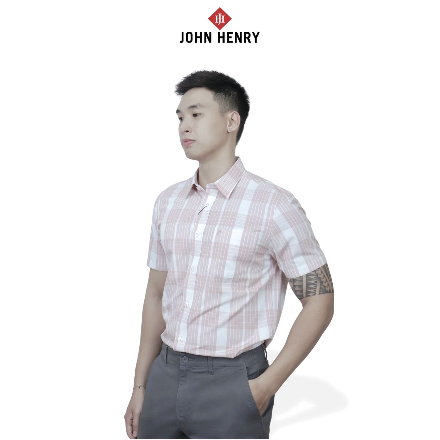 Áo Sơ Mi Nam Tay Ngắn John Henry Caro WS25FH88P-SDBB