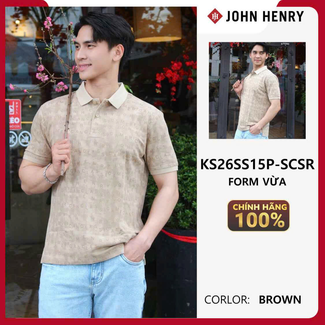 Áo Polo Nam Ngắn Tay John Henry  Form Vừa KS26SS15P-SCSR