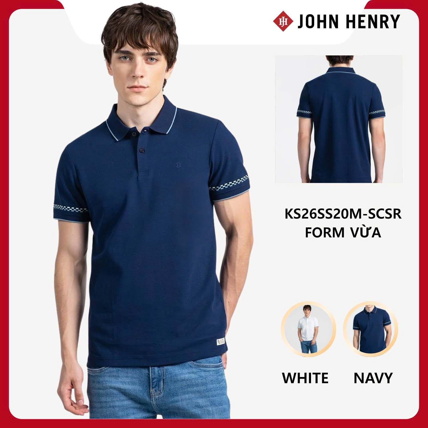 Áo Polo Nam Ngắn Tay John Henry  Form Vừa KS26SS20M-SCSR