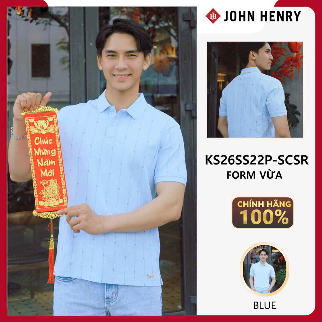 Áo Polo Nam Ngắn Tay John Henry  Form Vừa KS26SS22P-SCSR