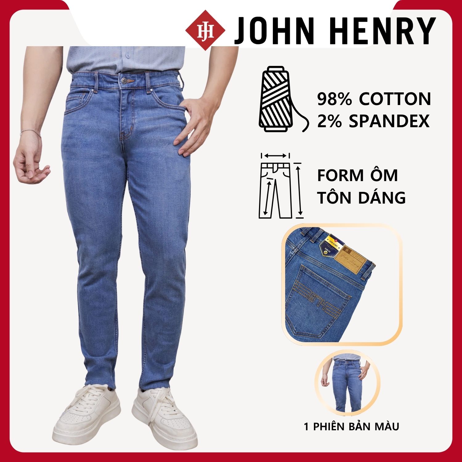 Quần Jeans Nam Form Ôm JN25FH51C-SL
