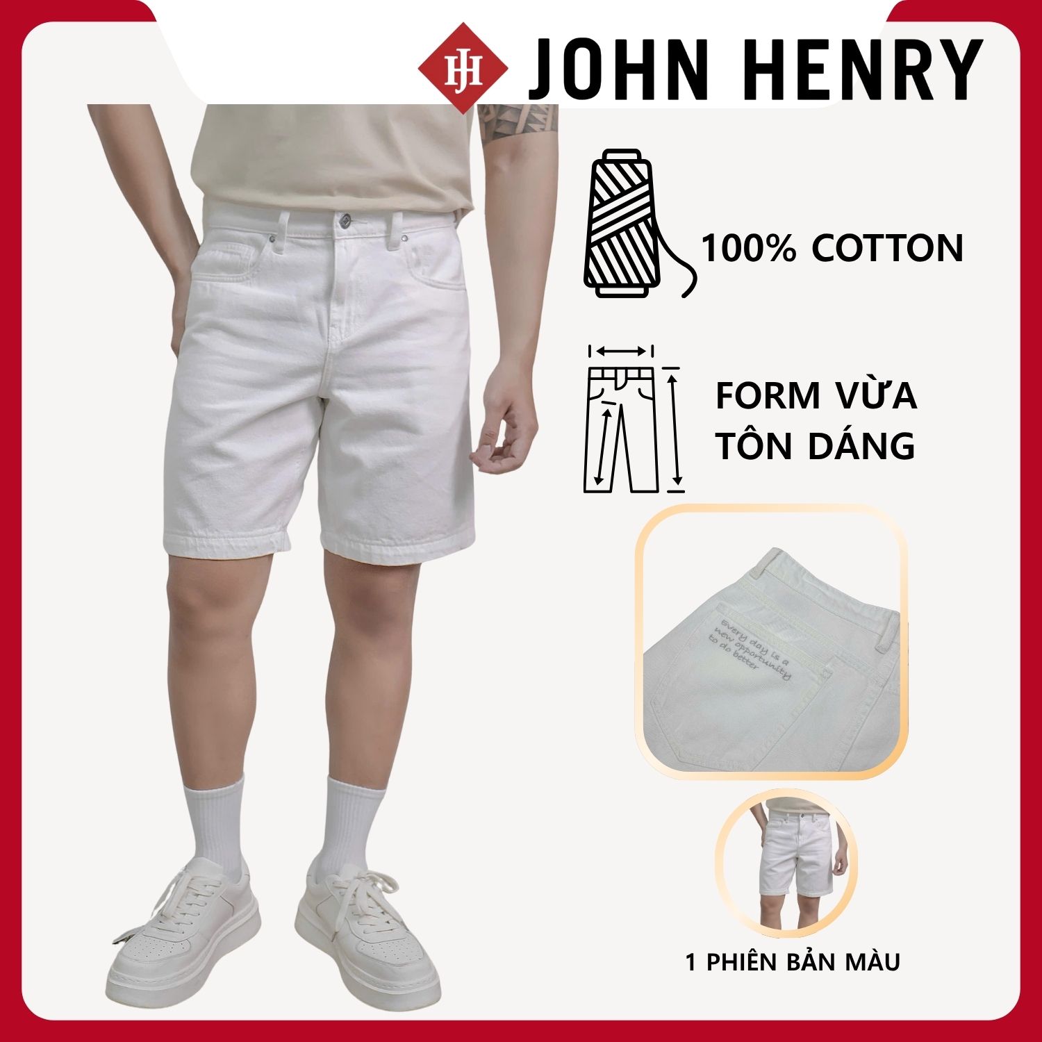 Quần Short Jean Nam John Henry Trẻ Trung Năng Động SP25FH28P-AKJN