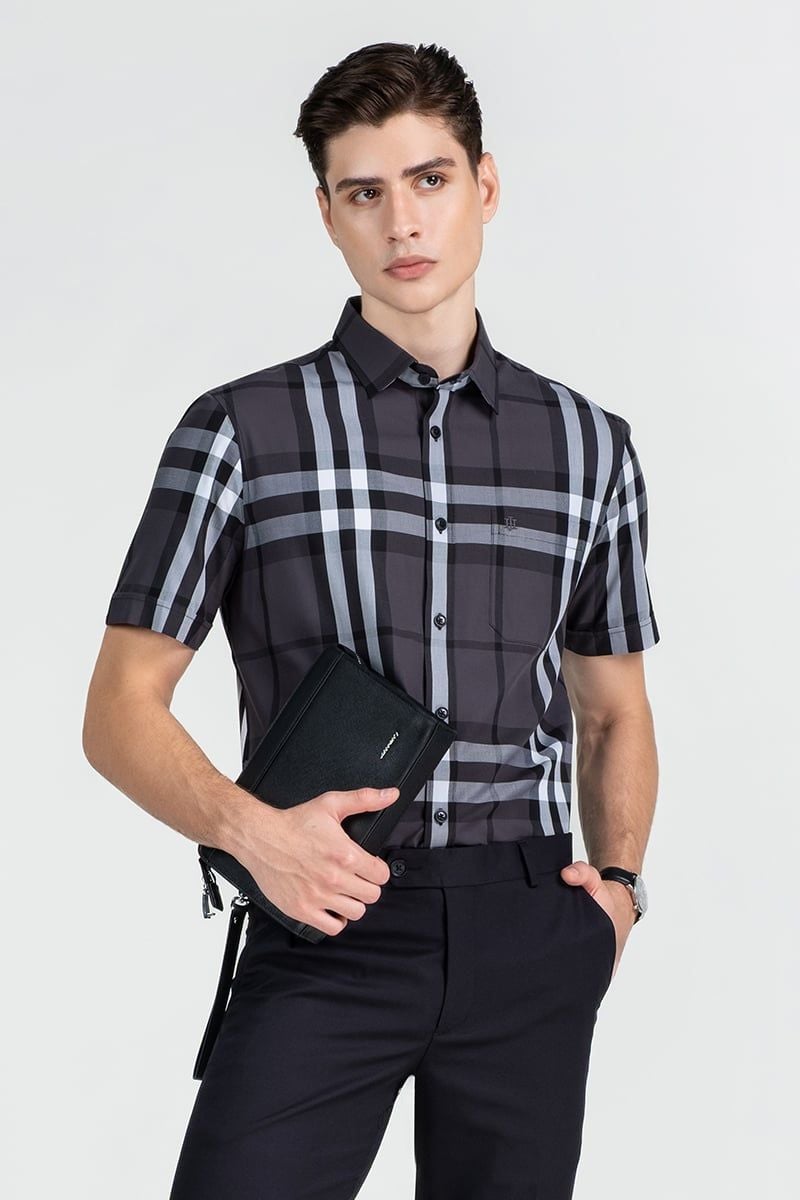 Áo Sơ Mi Nam Tay Ngắn John Henry Caro WS25FH90T-SDBB