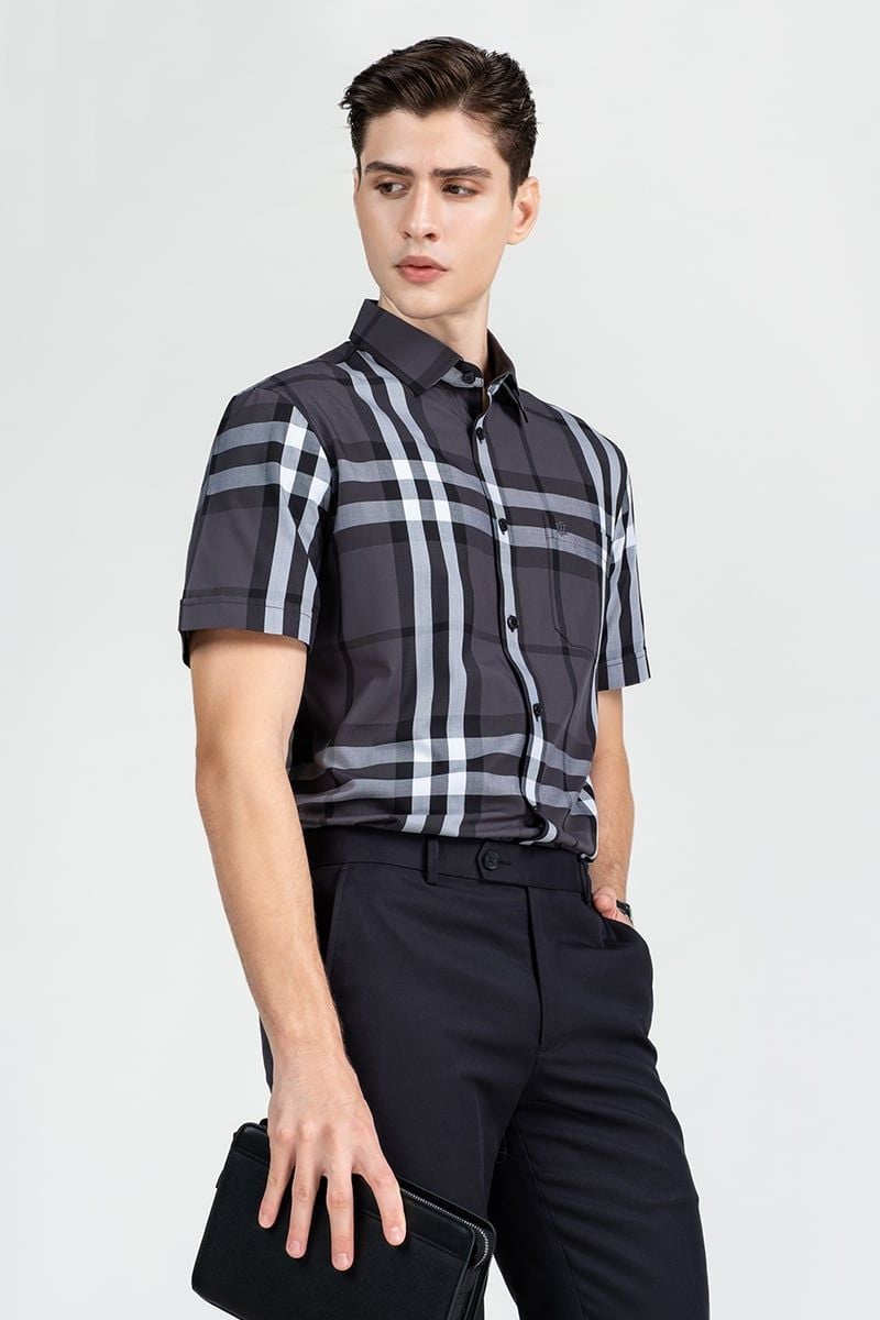 Áo Sơ Mi Nam Tay Ngắn John Henry Caro WS25FH90T-SDBB