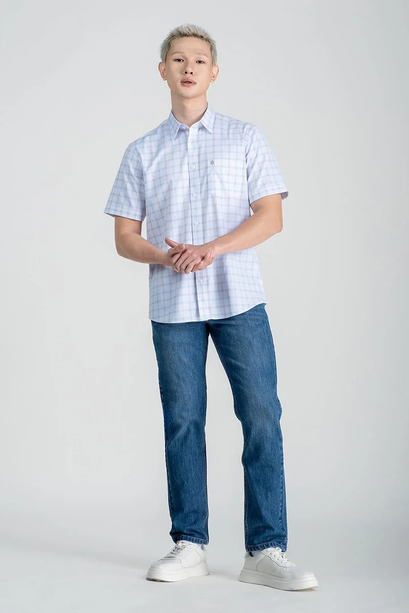 Áo Sơ Mi Nam Ngắn Tay John Henry Caro WS25SS03P-SDBB