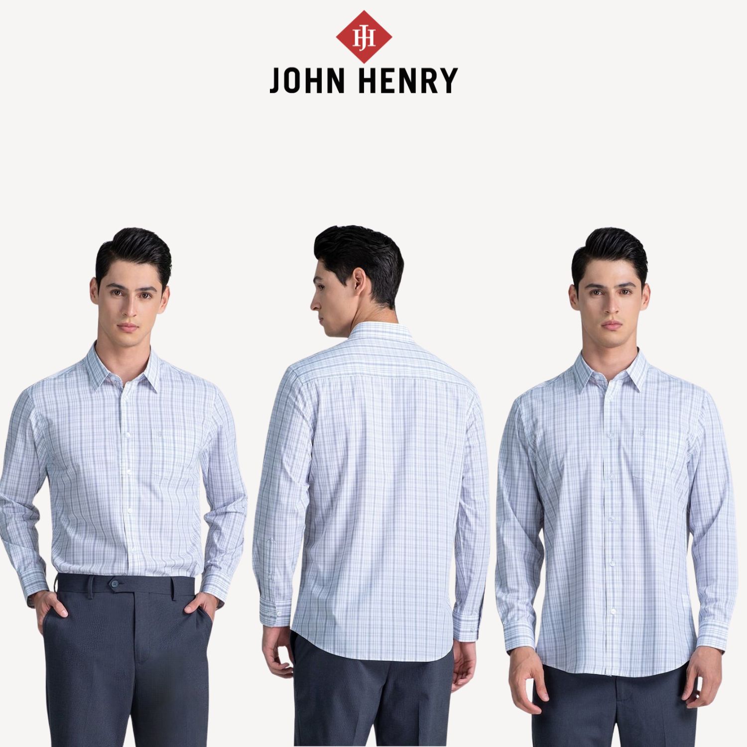 Áo Sơ Mi Nam Tay Ngắn John Henry Caro WS25SS40C-LDBB