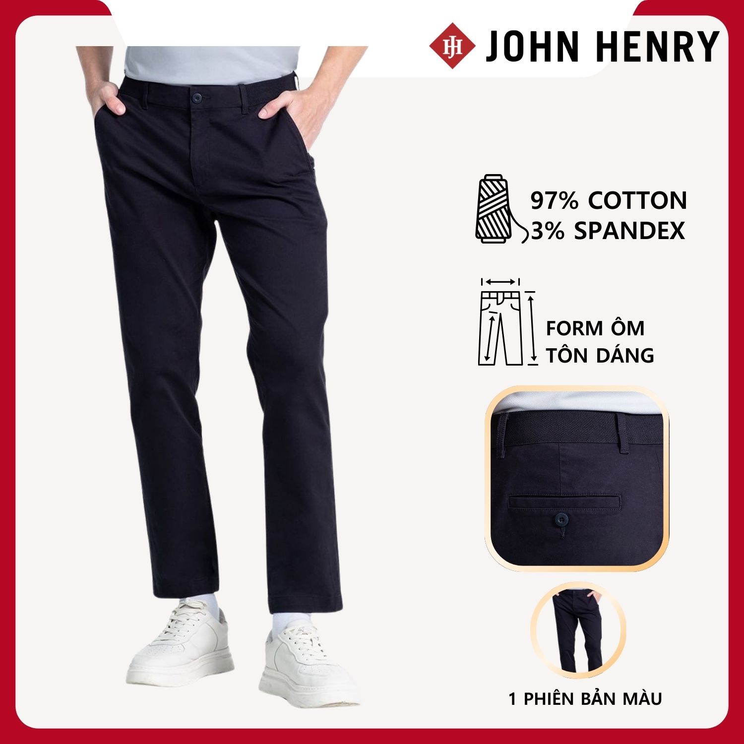 Quần Khaki Nam Form Ôm Vừa Lưng Thông Minh KP26SS02P-EPSC