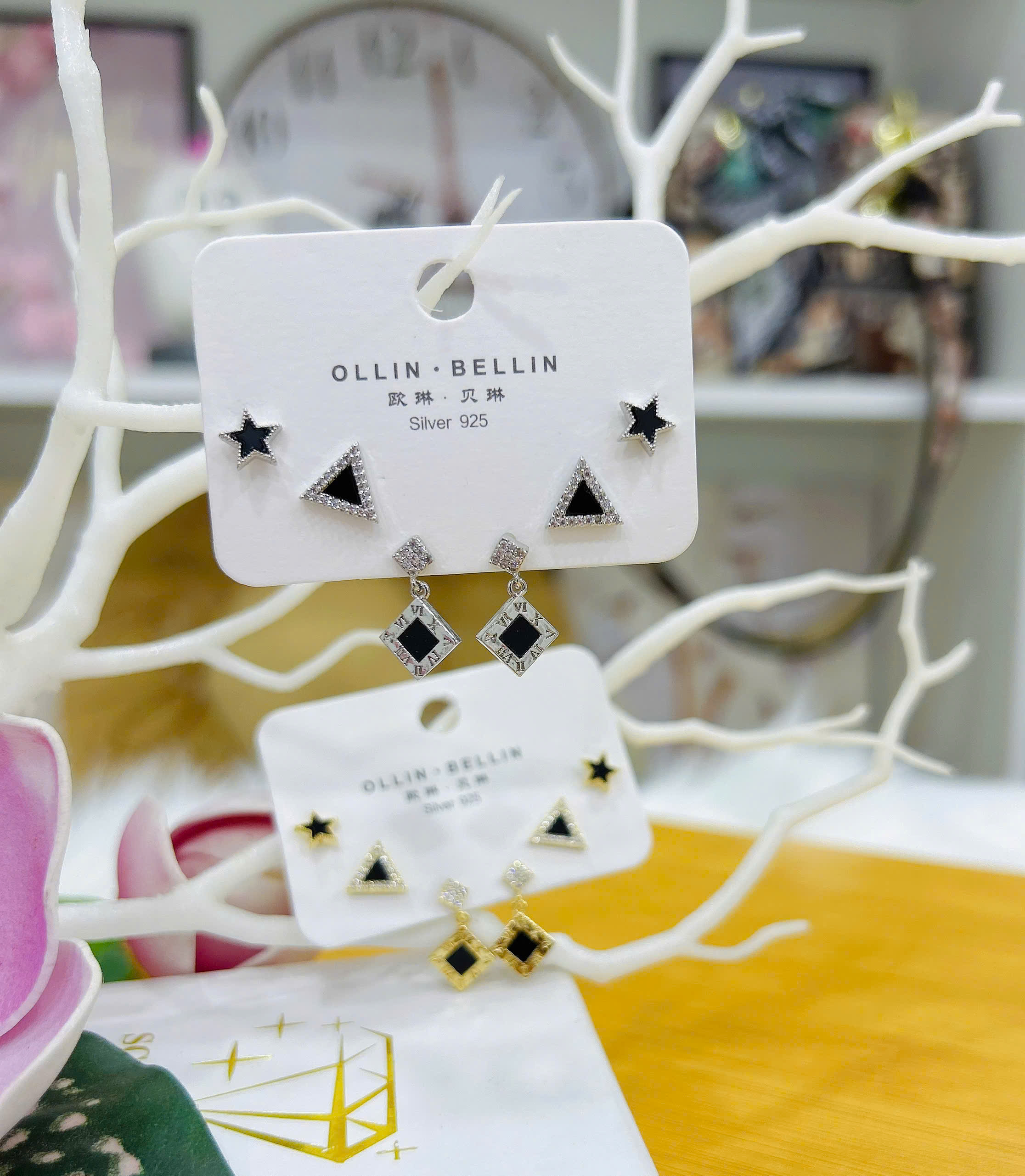 Bông tai Bạc - TM026 - 3 cặp bông tai thời trang